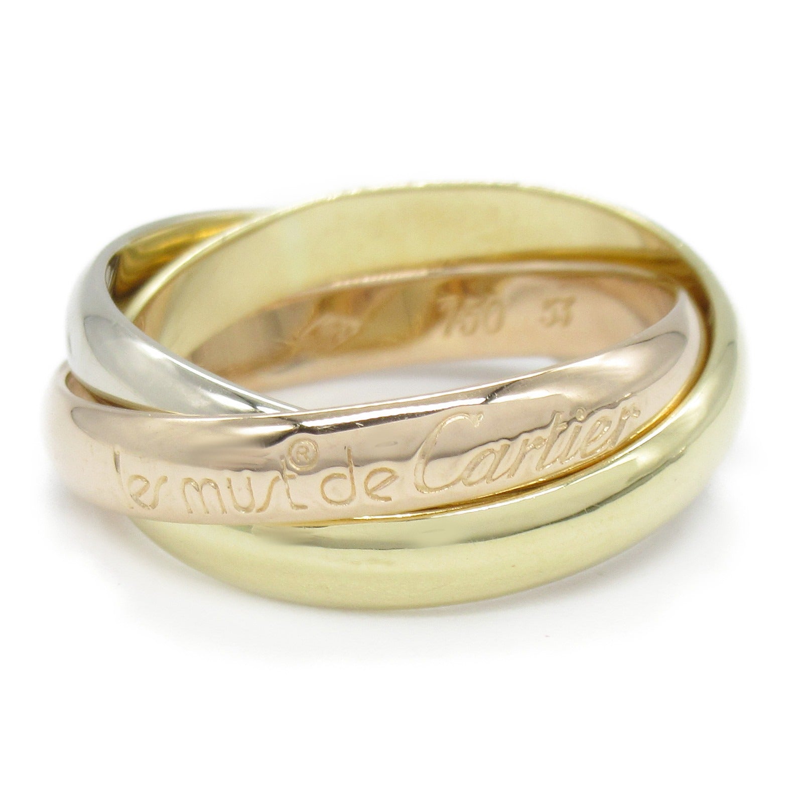CARTIER 18K黃金/白金/玫瑰金Trinity戒指Cartier#53/US#6.5