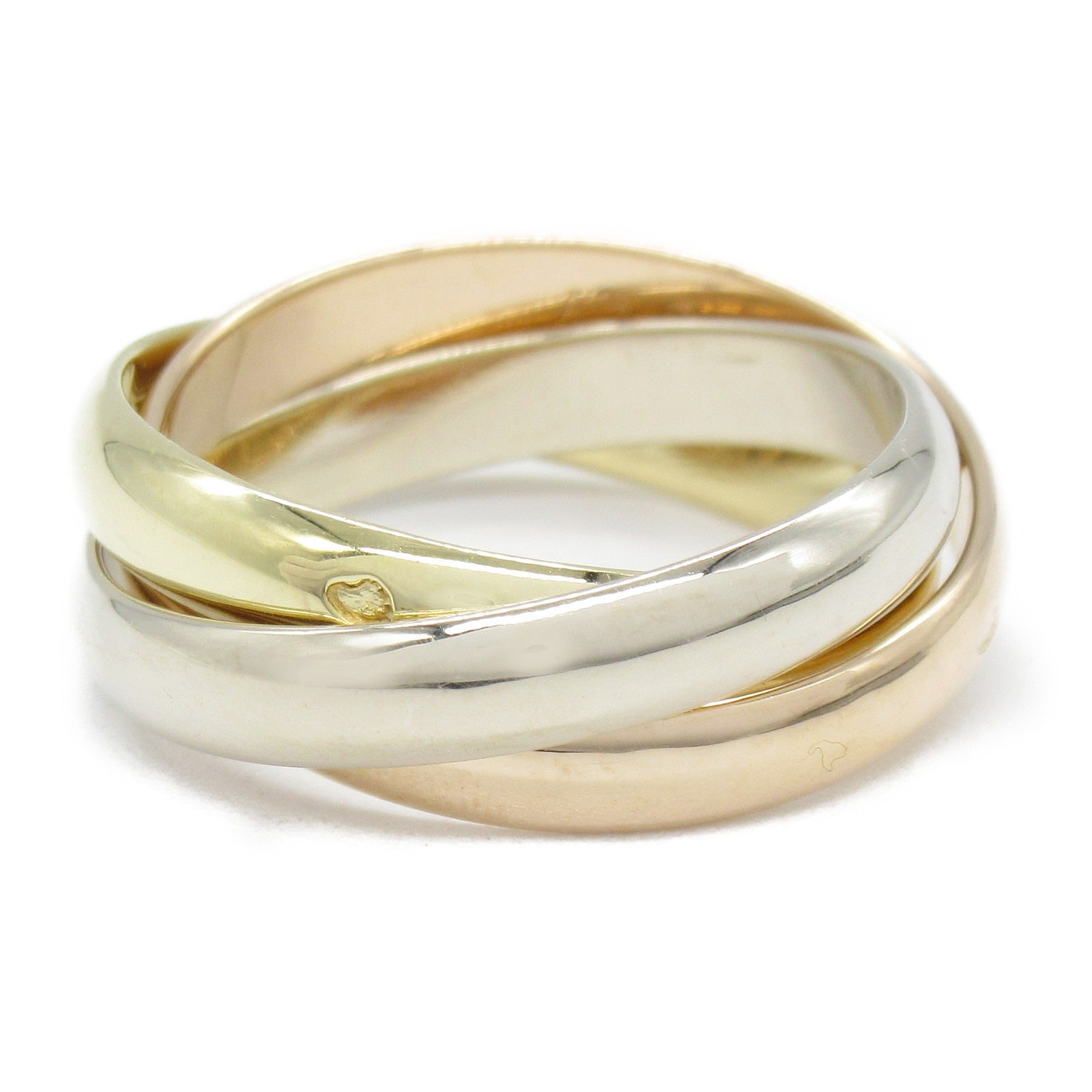 CARTIER 18K黃金/白金/玫瑰金Trinity戒指Cartier#53/US#6.5