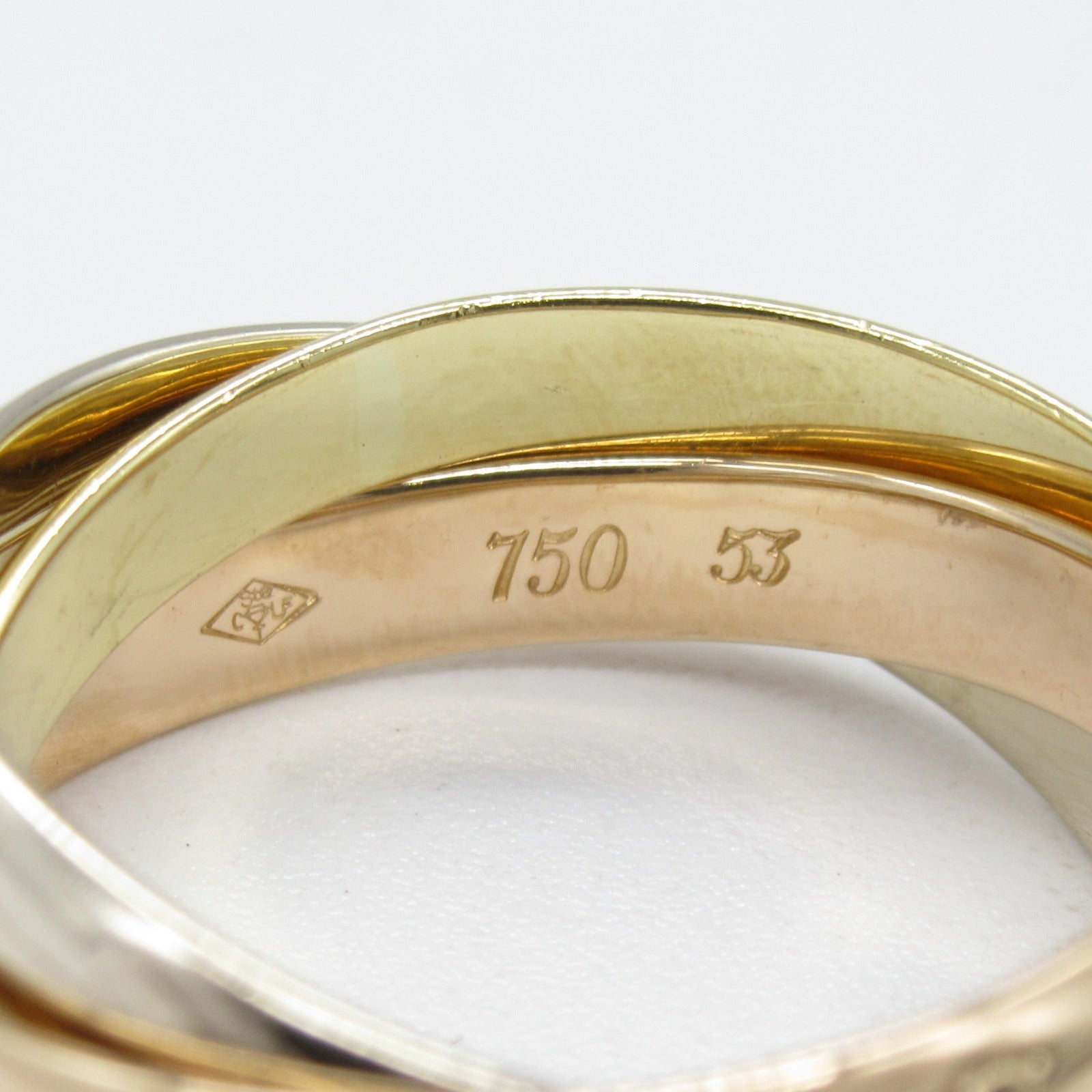 CARTIER 18K黃金/白金/玫瑰金Trinity戒指Cartier#53/US#6.5