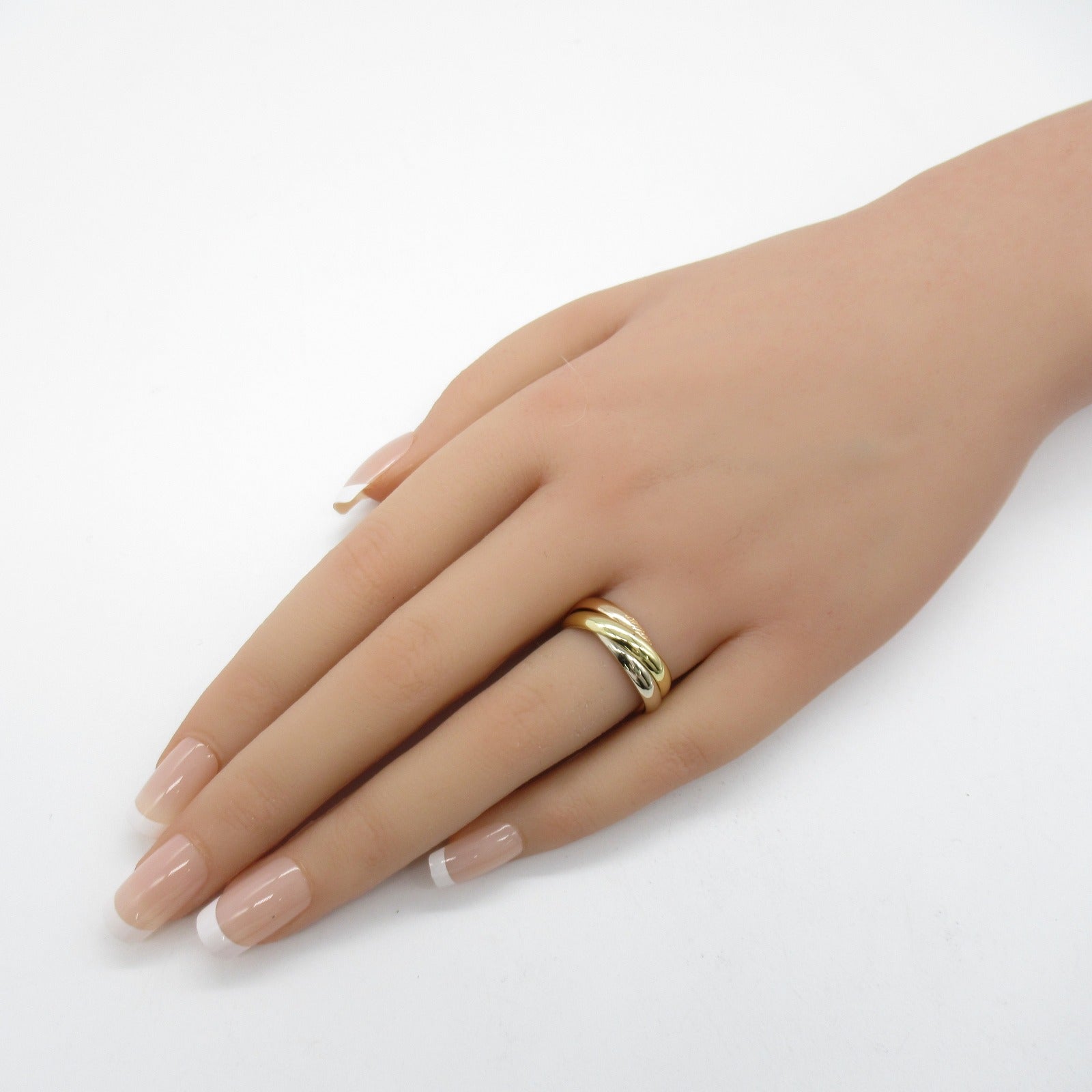 CARTIER 18K黃金/白金/玫瑰金Trinity戒指Cartier#53/US#6.5