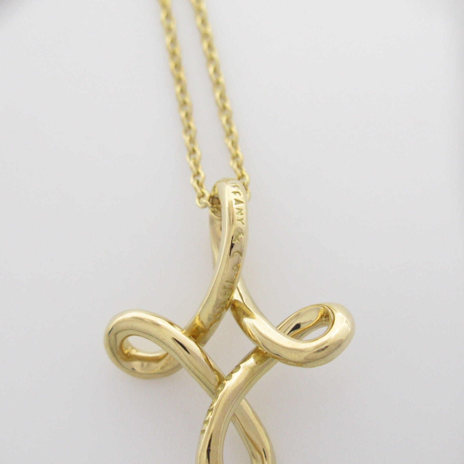 TIFFANY＆CO 18K黃金Infinity Cross Pendant/Necklace項鍊