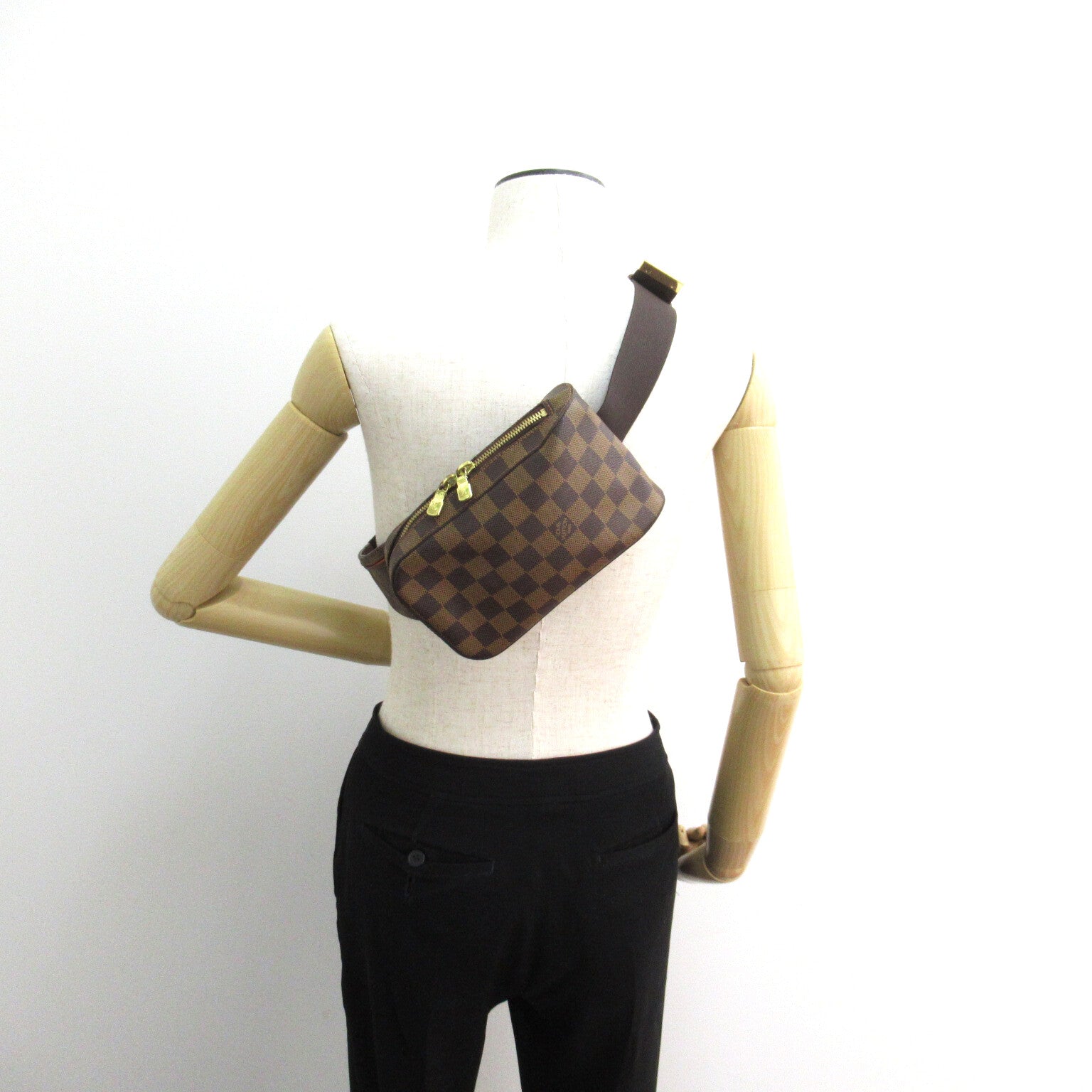 LOUIS VUITTON Damier Geronimos金扣腰包啡色
