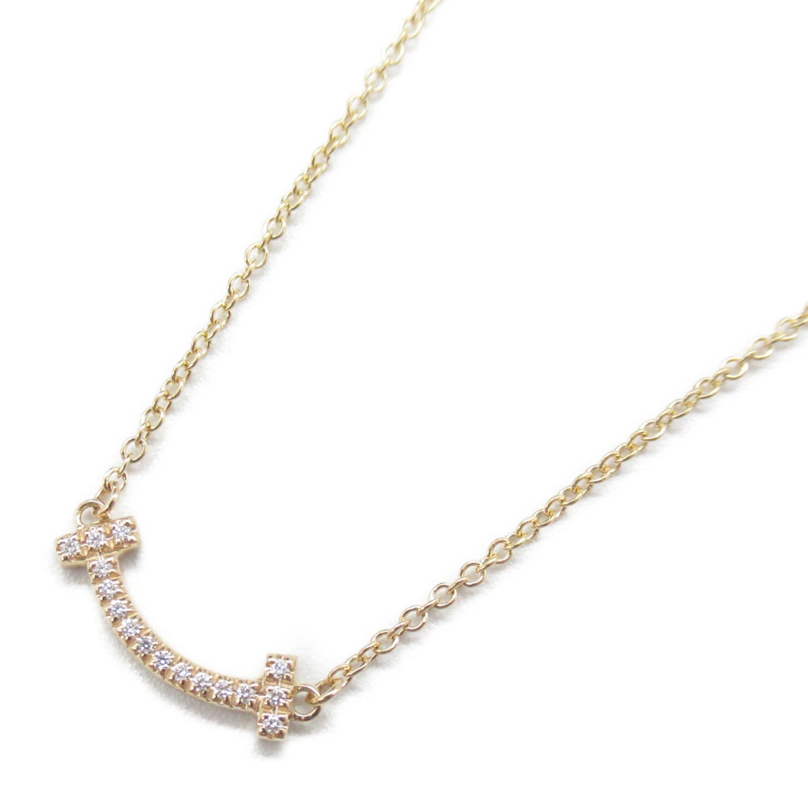 TIFFANY＆CO 18K玫瑰金T Smile Pendant/Necklace鑽石項鍊