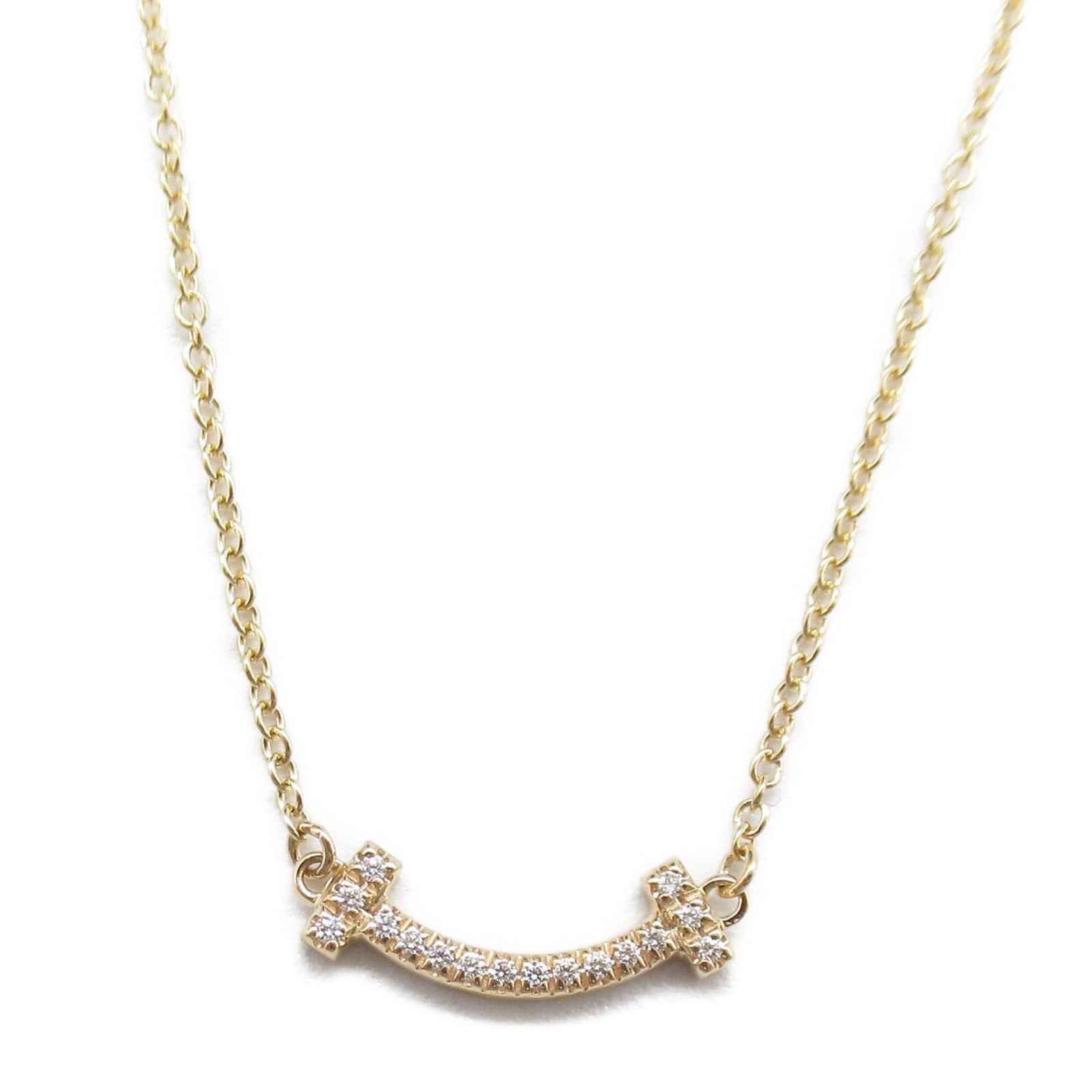 TIFFANY＆CO 18K玫瑰金T Smile Pendant/Necklace鑽石項鍊