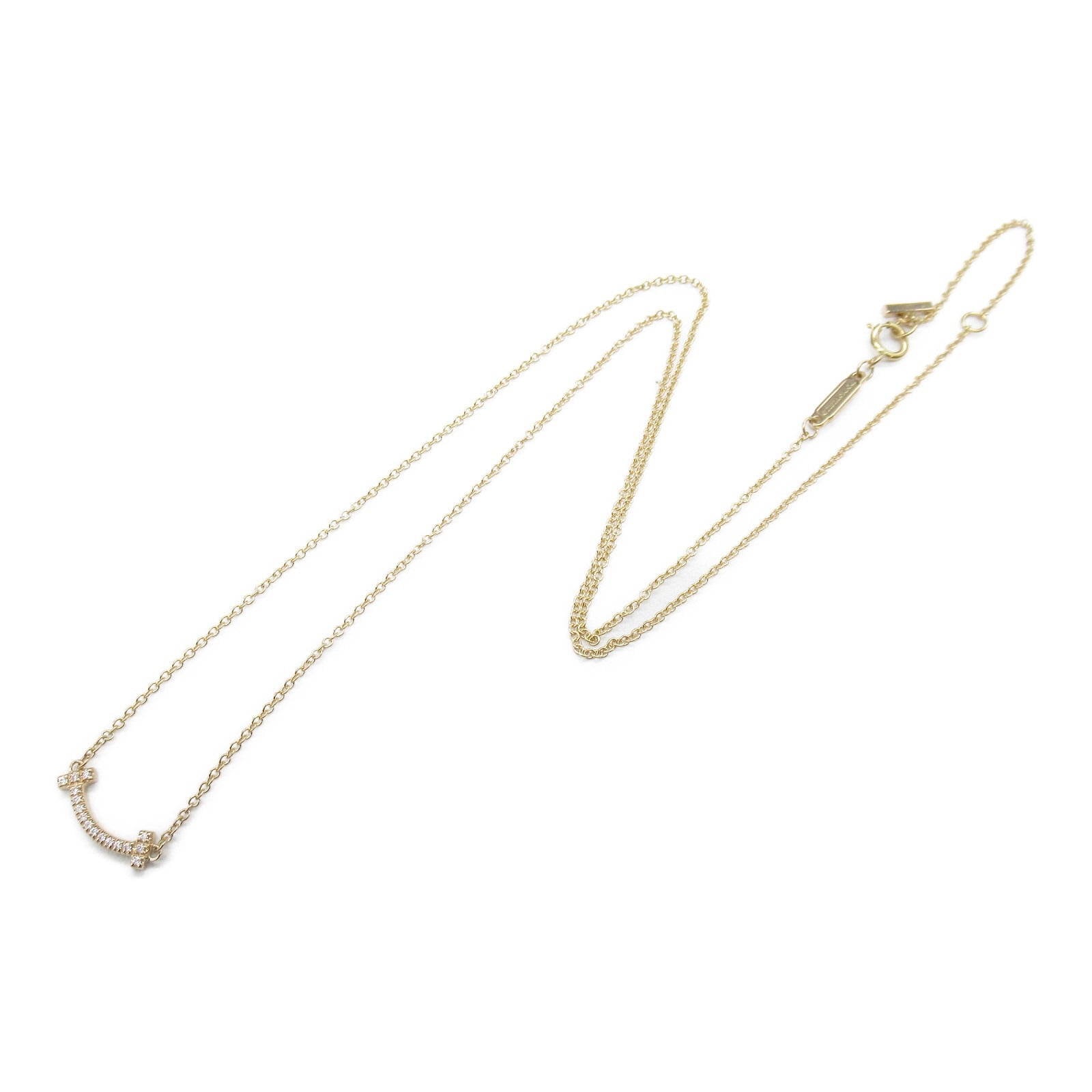 TIFFANY＆CO 18K玫瑰金T Smile Pendant/Necklace鑽石項鍊