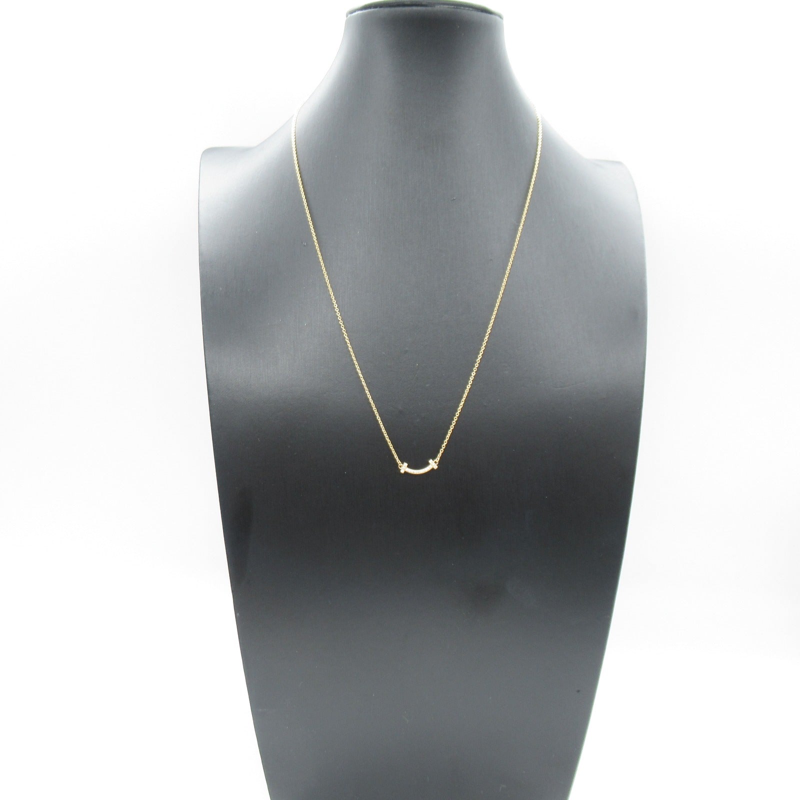 TIFFANY＆CO 18K玫瑰金T Smile Pendant/Necklace鑽石項鍊