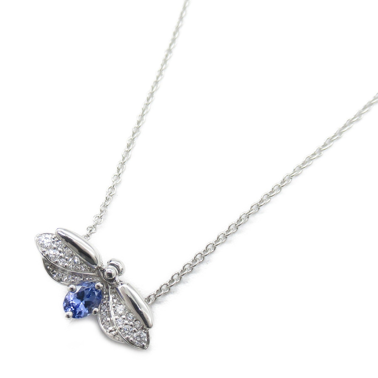 TIFFANY＆CO PT950鉑金Paper Flower Firefly Necklace坦桑石/鑽石項鍊