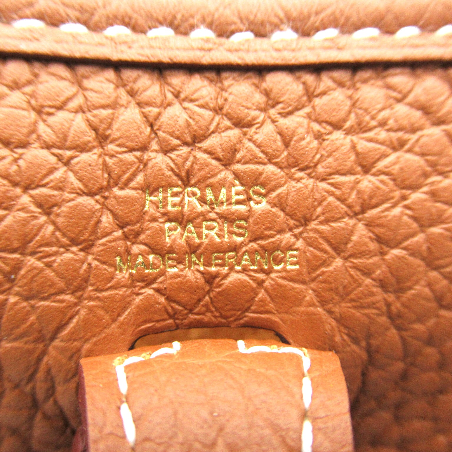 HERMES Togo皮革Evelyne TPM金扣肩背袋Gold棕色