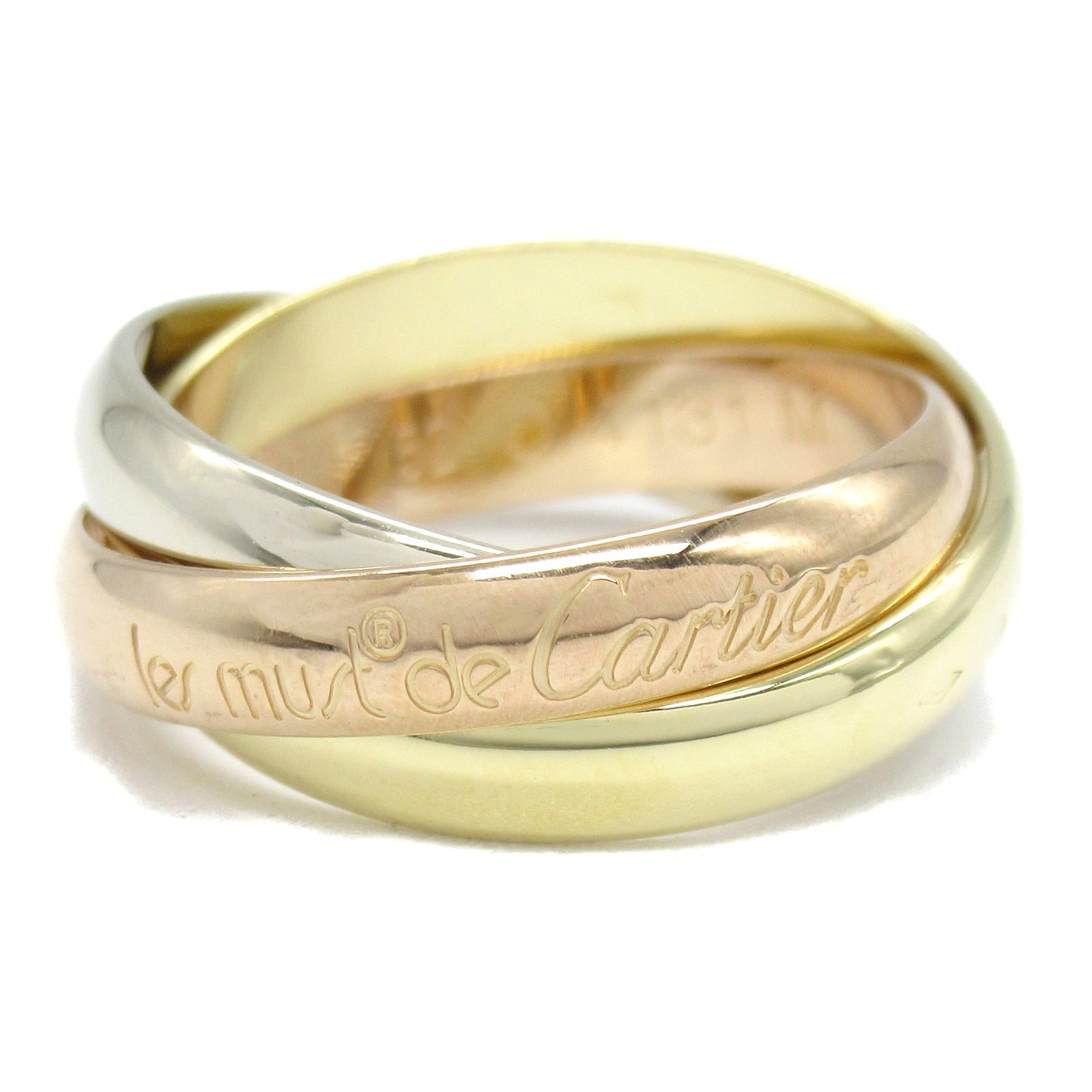CARTIER 18K黃金/白金/玫瑰金Trinity Ring戒指Cartier#52/US#6