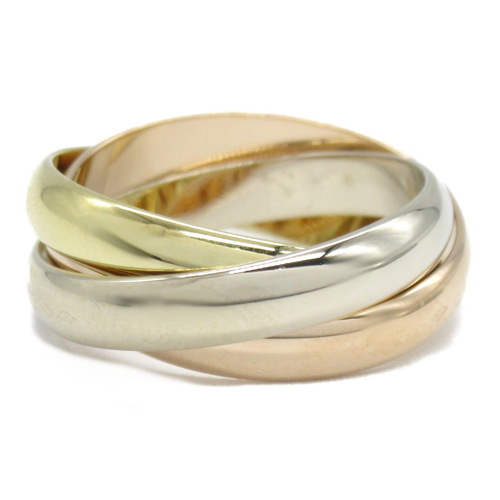 CARTIER 18K黃金/白金/玫瑰金Trinity Ring戒指Cartier#52/US#6