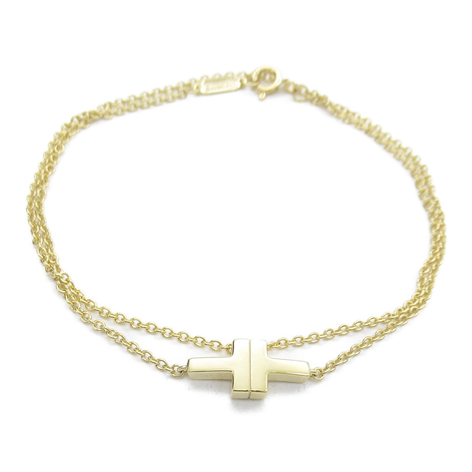 TIFFANY＆CO 18K黃金T Double Chain Bracelet手鏈