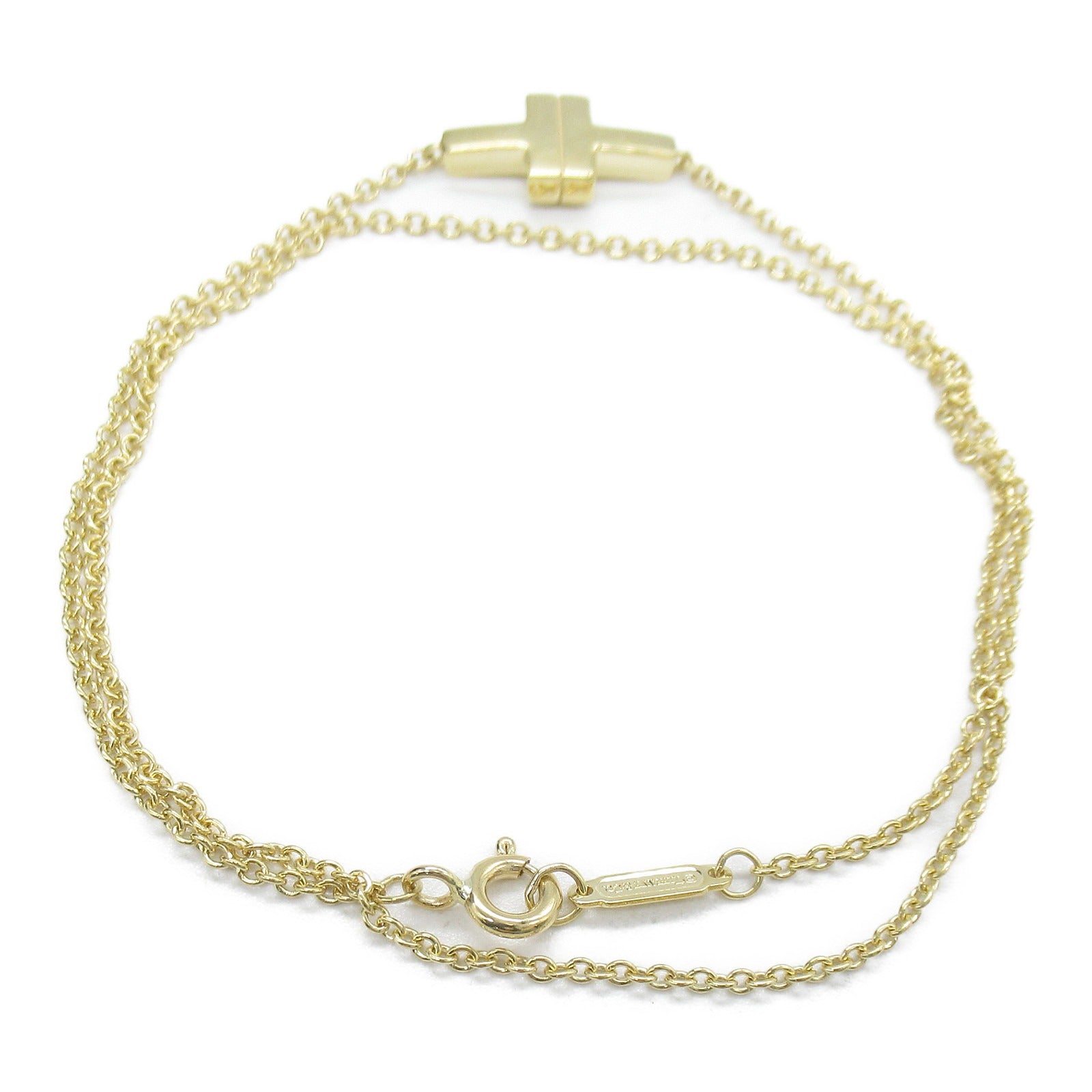 TIFFANY＆CO 18K黃金T Double Chain Bracelet手鏈