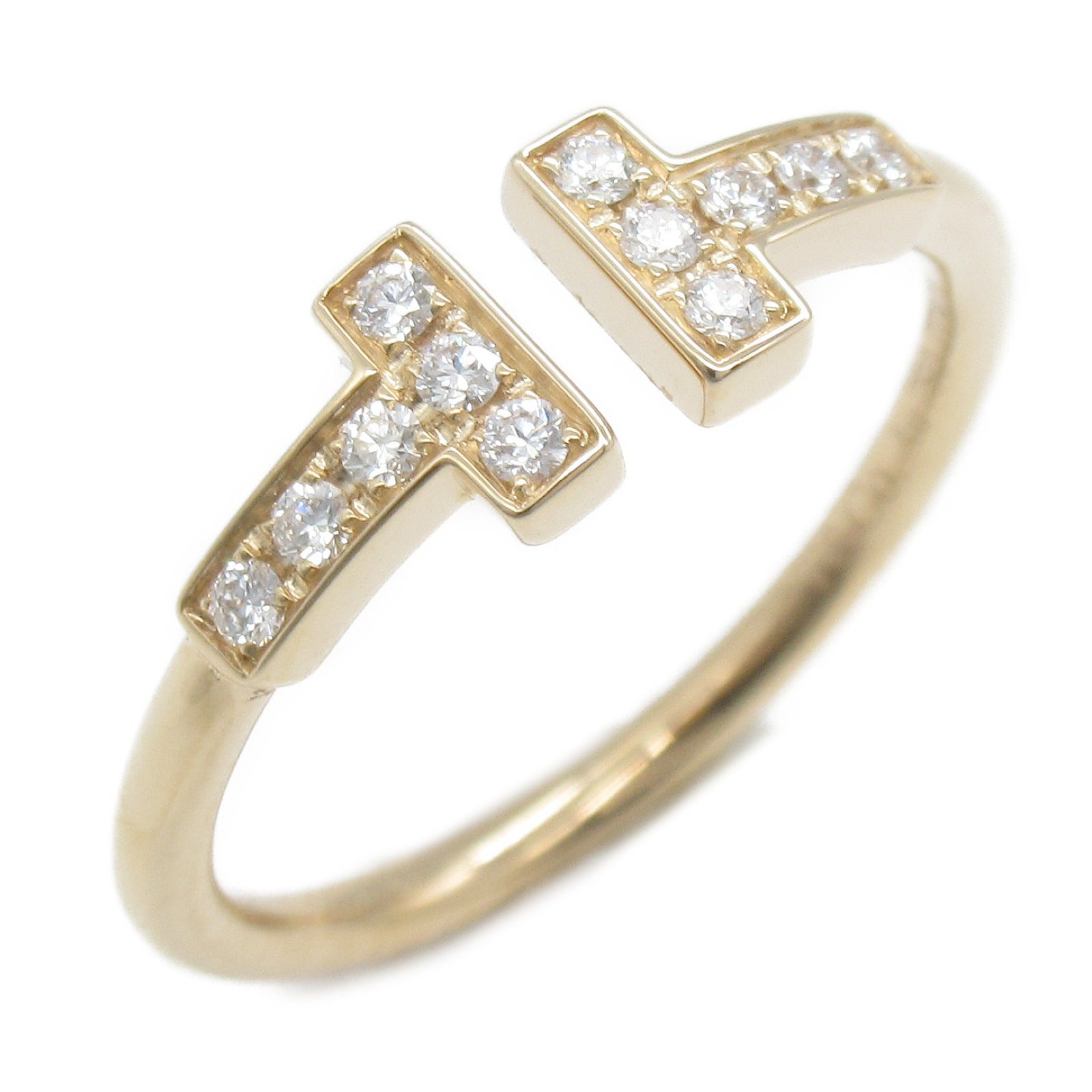 TIFFANY＆CO 18K玫瑰金T wire Ring鑽石戒指US#5.5