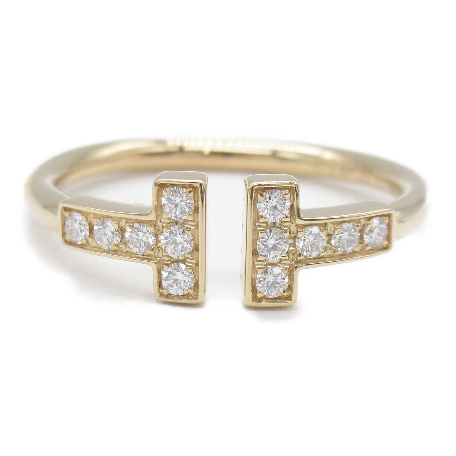 TIFFANY＆CO 18K玫瑰金T wire Ring鑽石戒指US#5.5