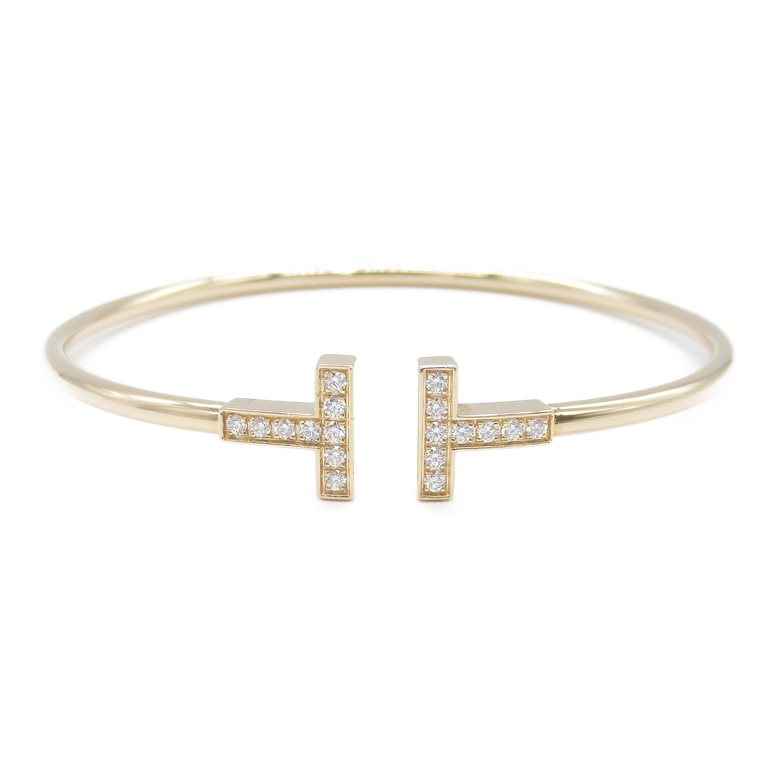 TIFFANY＆CO 18K玫瑰金T Diamond Wire Bracelet鑽石手鐲