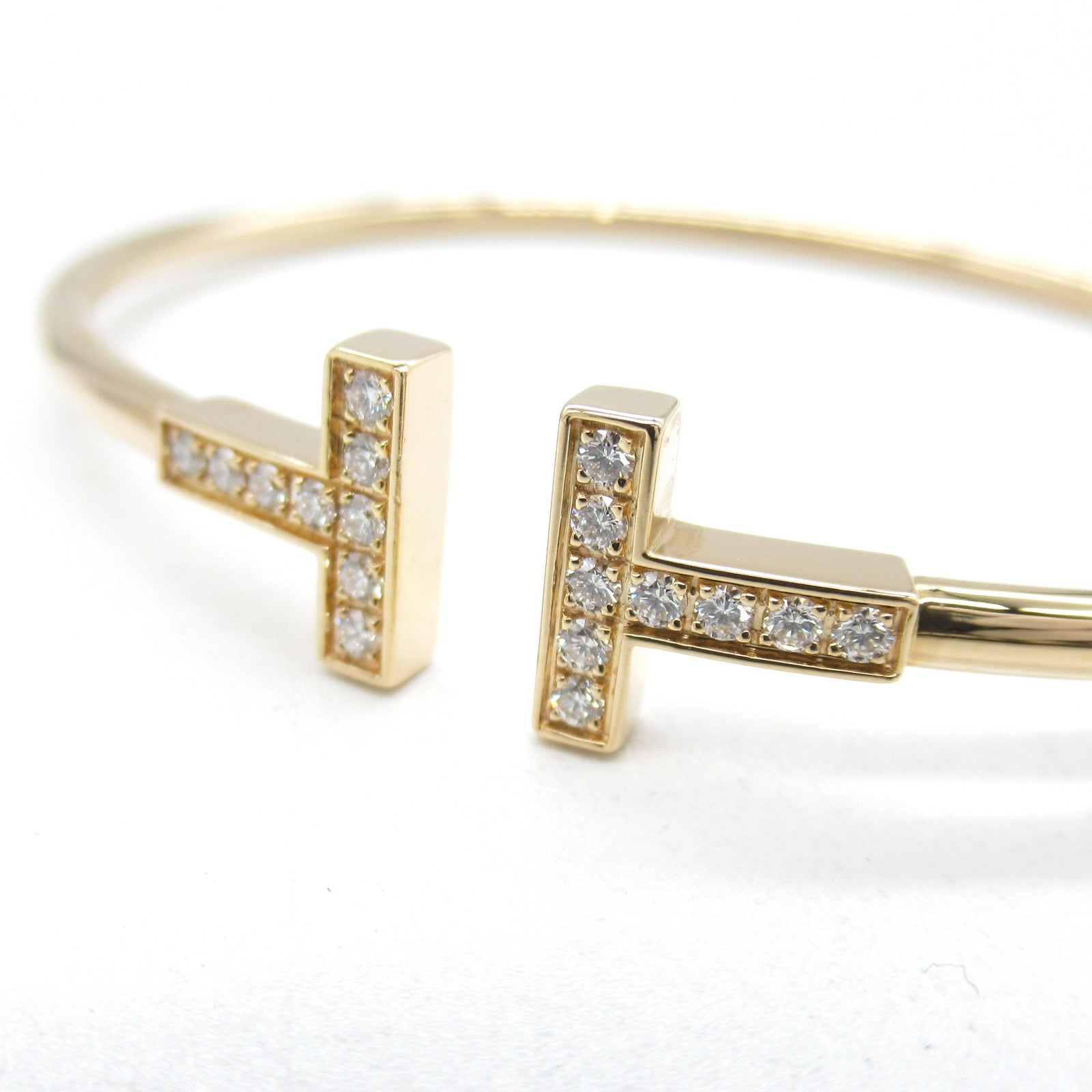 TIFFANY＆CO 18K玫瑰金T Diamond Wire Bracelet鑽石手鐲