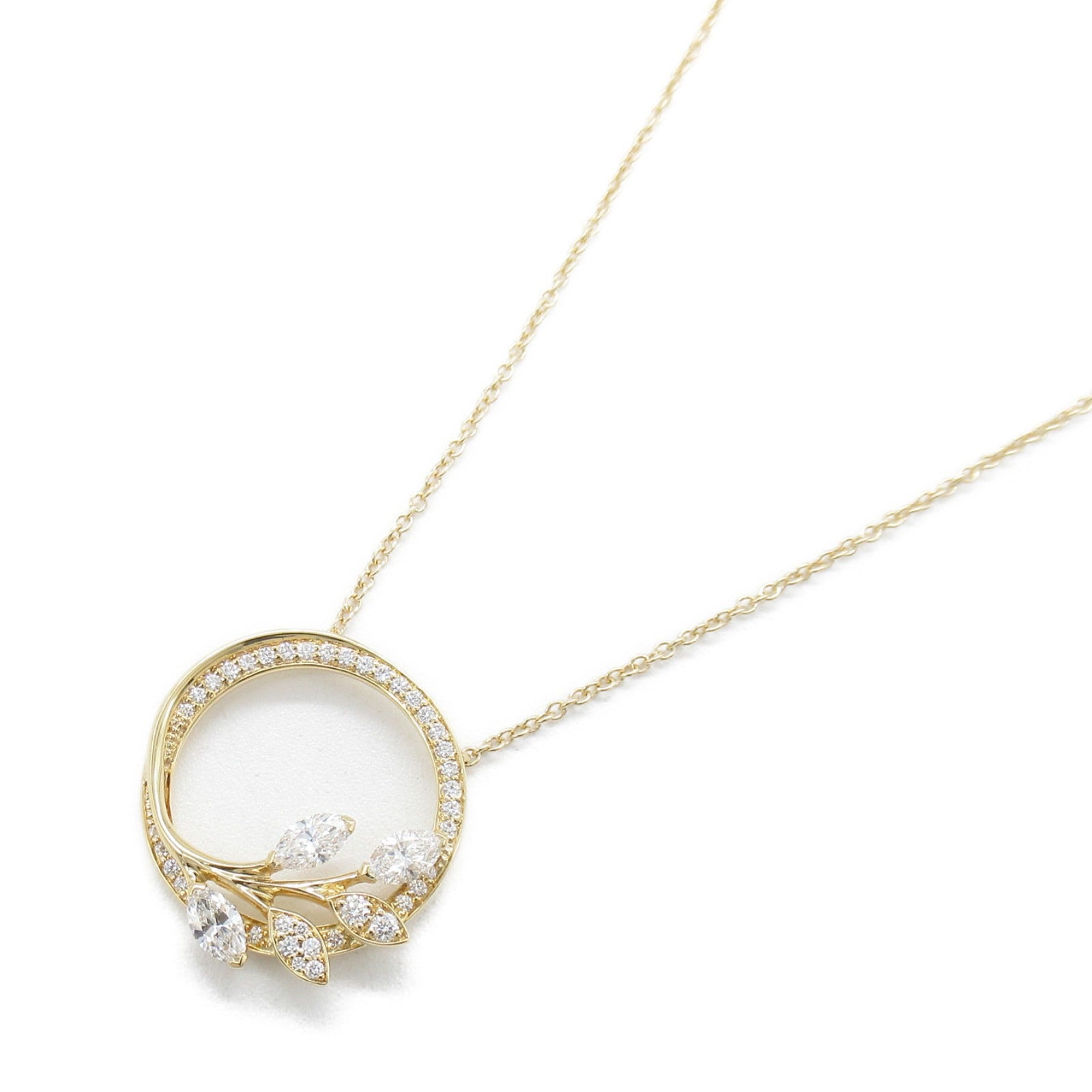 TIFFANY＆CO 18K玫瑰金Victoria Diamond Vine Circle Pendant/Necklace鑽石項鍊
