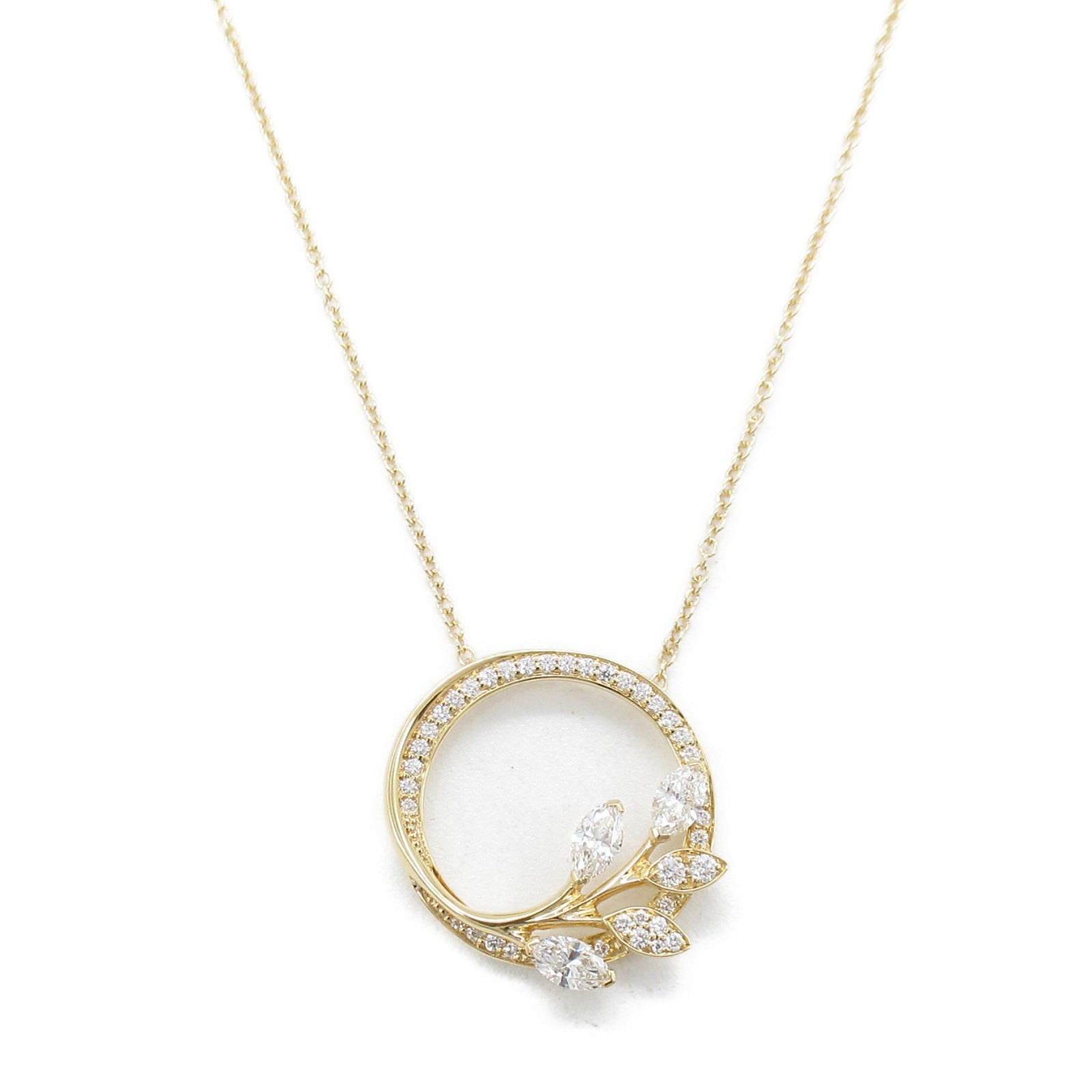 TIFFANY＆CO 18K玫瑰金Victoria Diamond Vine Circle Pendant/Necklace鑽石項鍊