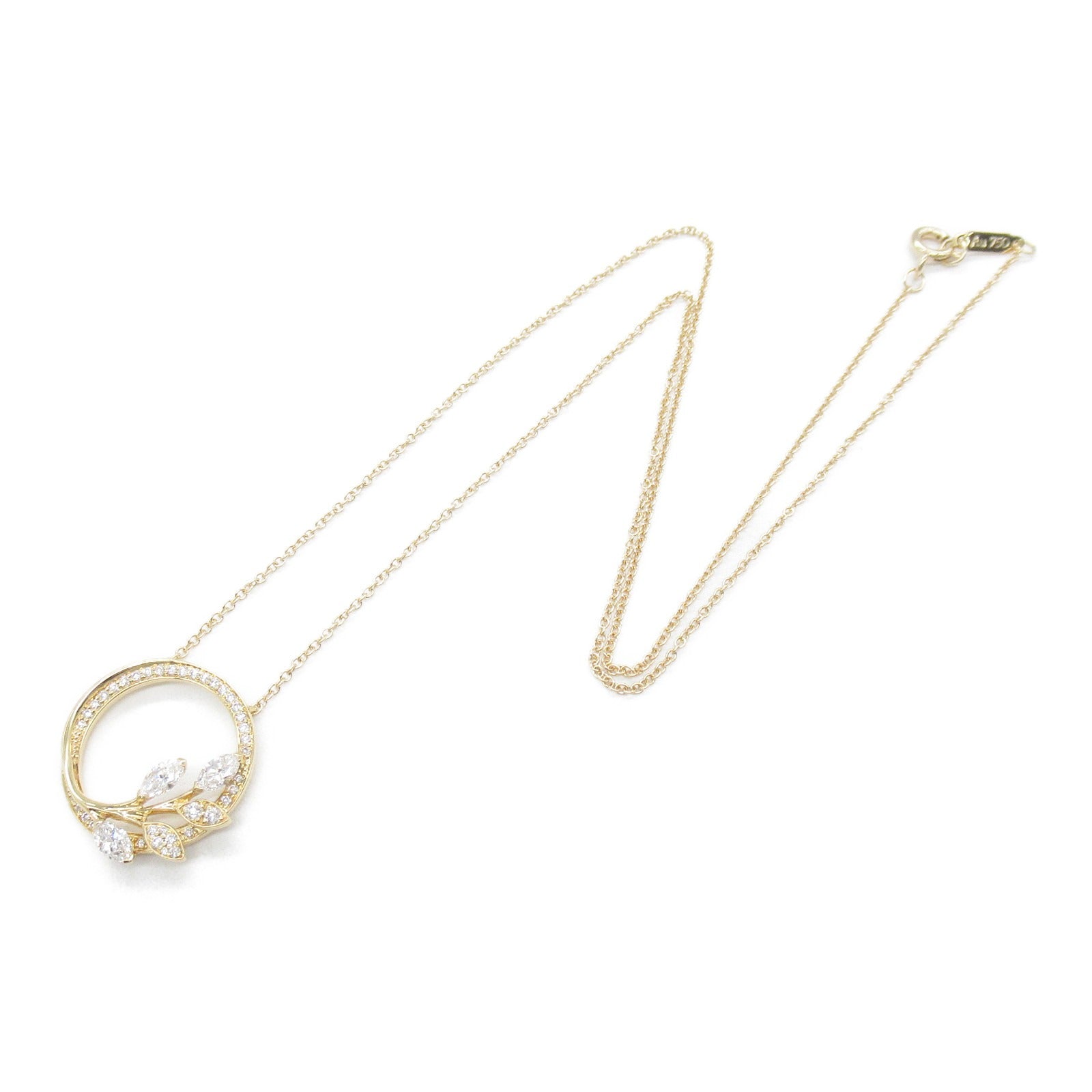 TIFFANY＆CO 18K玫瑰金Victoria Diamond Vine Circle Pendant/Necklace鑽石項鍊