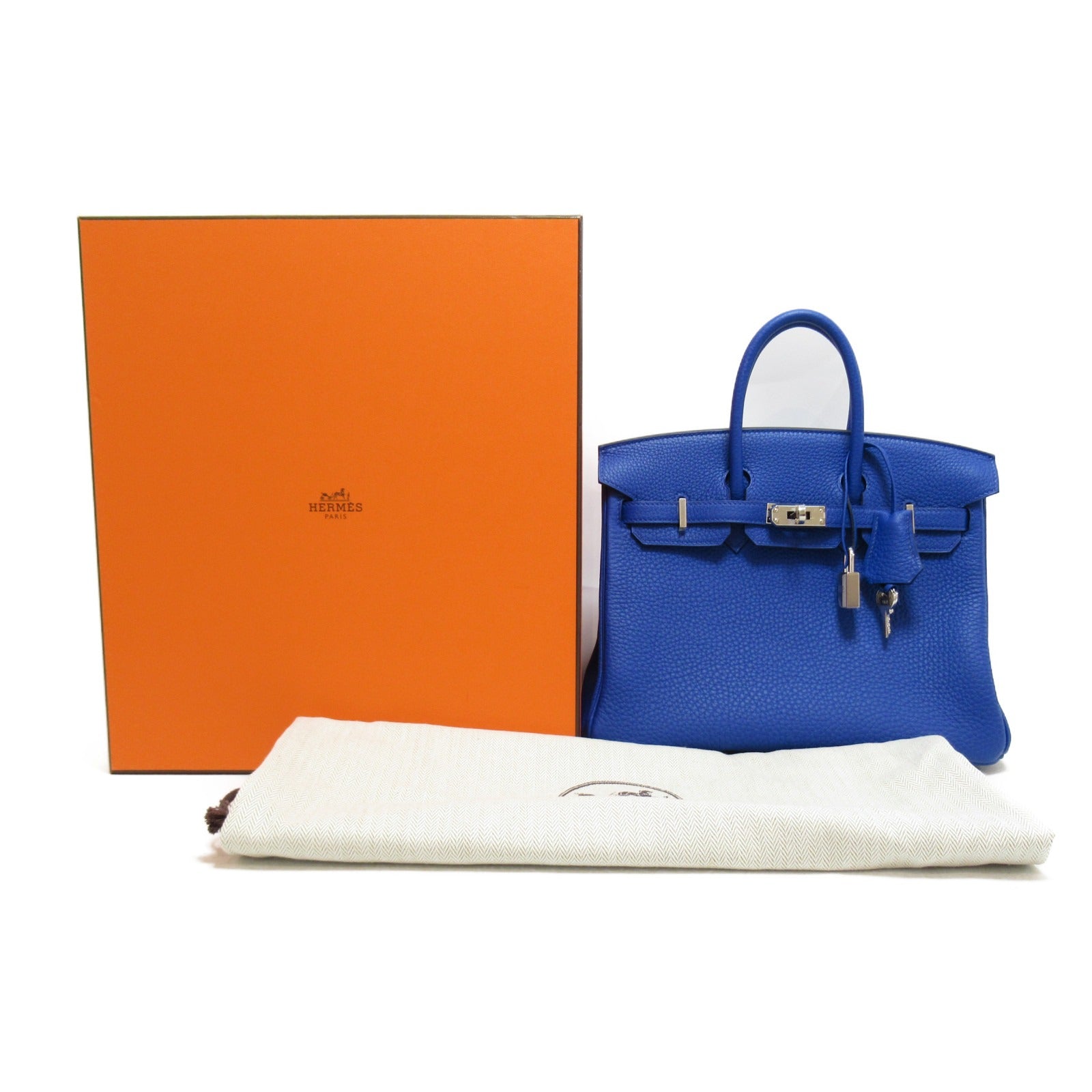 HERMES 【激减优惠】Togo皮革Birkin 25银扣手挽袋Blue royal/蓝色