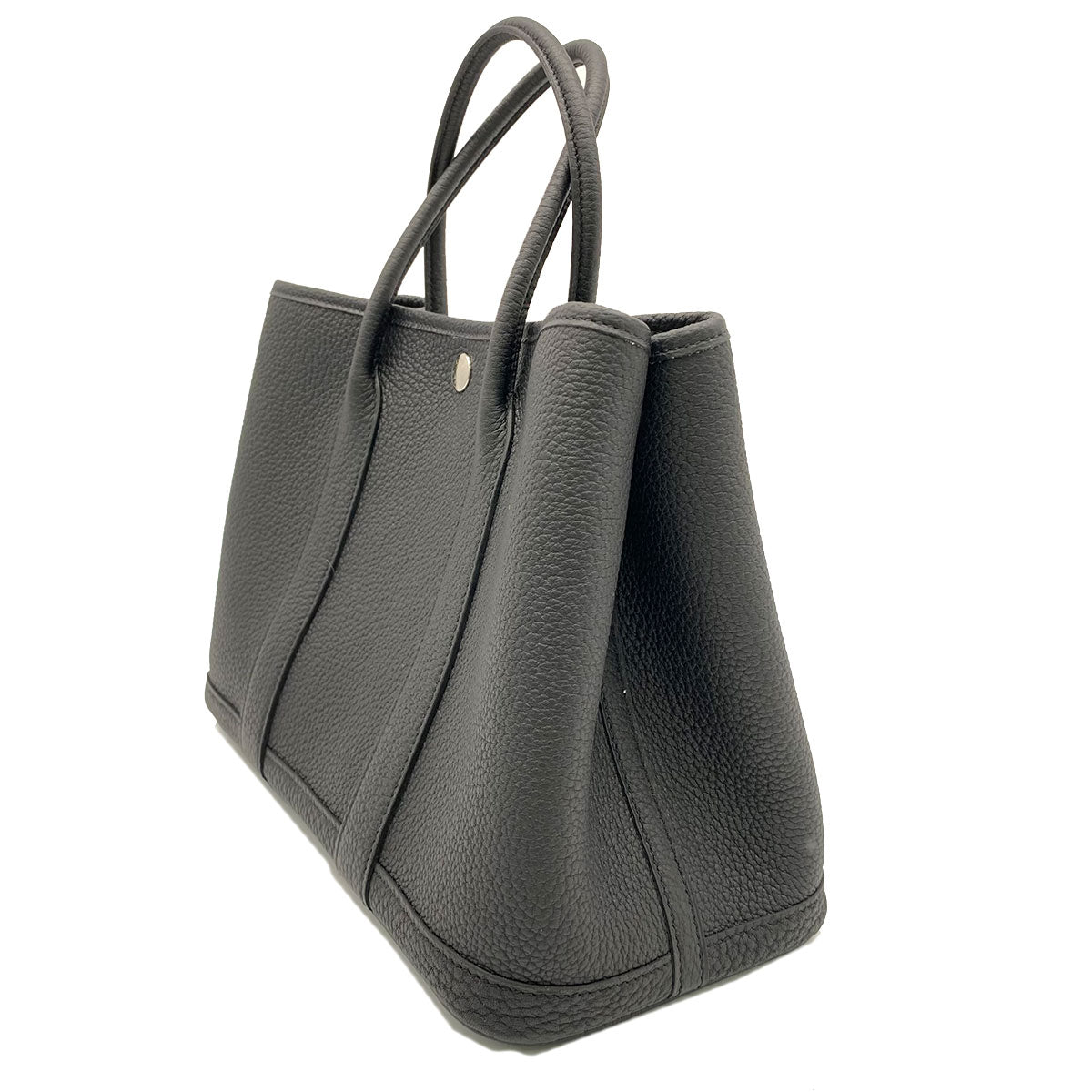 HERMES Negonda皮革Garden Party TPM銀扣手挽袋Noir/黑色