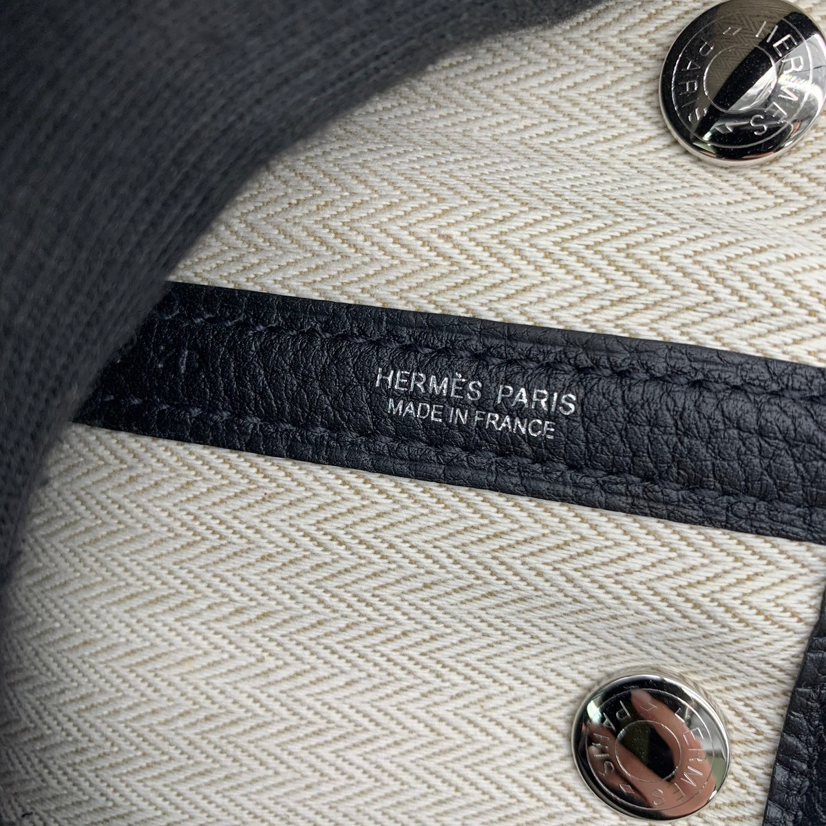 HERMES Negonda皮革Garden Party TPM銀扣手挽袋Noir/黑色