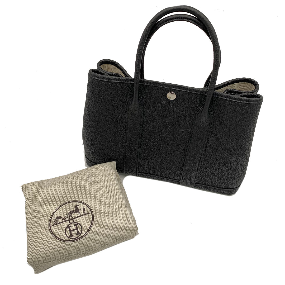 HERMES Negonda Leather Garden Party TPM Silver Buckle Hand