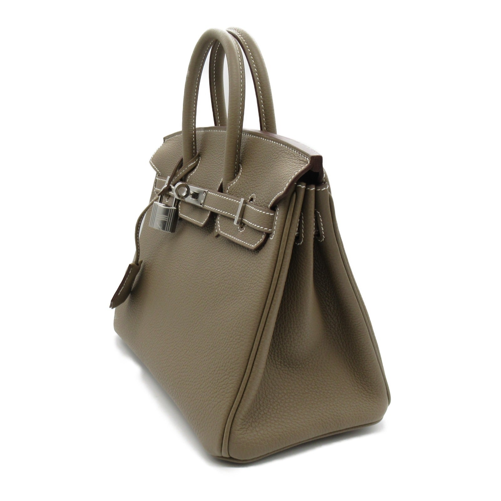 HERMES 【激減優惠】Togo皮革Birkin 25銀扣手挽袋Etoupe