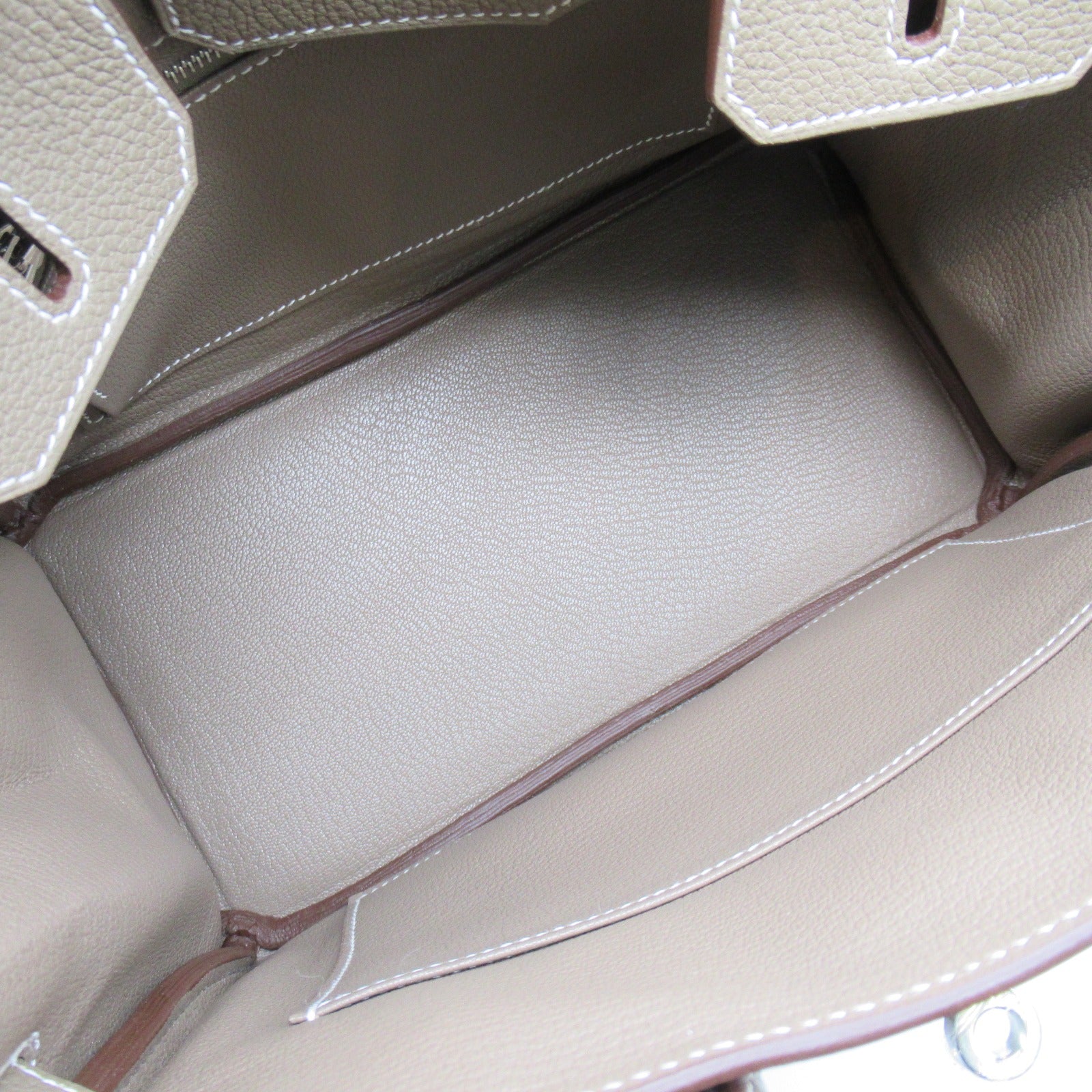 HERMES 【激減優惠】Togo皮革Birkin 25銀扣手挽袋Etoupe