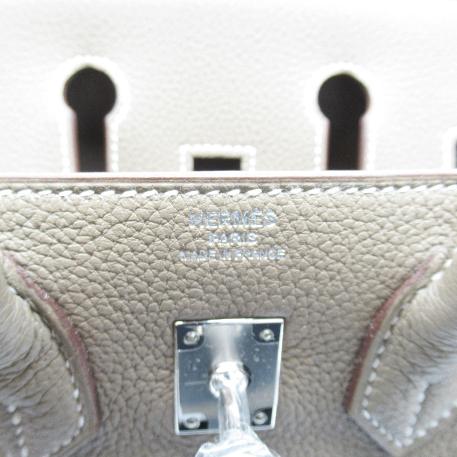 HERMES 【激減優惠】Togo皮革Birkin 25銀扣手挽袋Etoupe