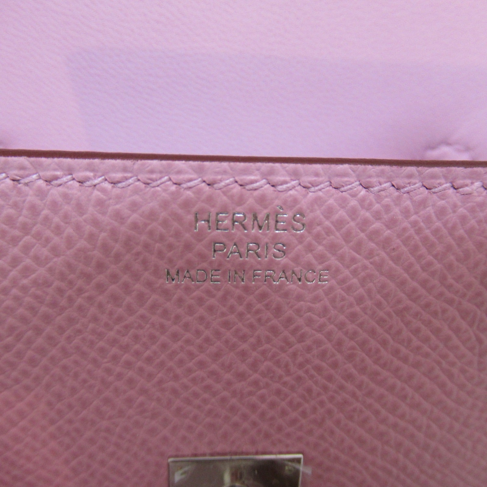 HERMES Epsom皮革Kelly Doll Picto銀扣手挽袋Mauve sylvestre/Nata