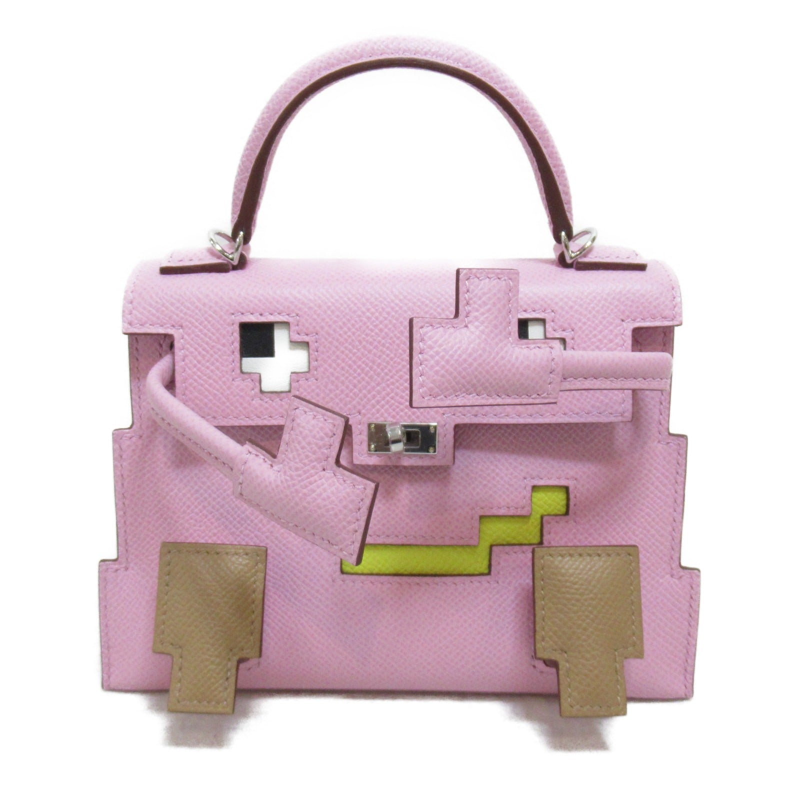 HERMES Epsom皮革Kelly Doll Picto銀扣手挽袋Mauve sylvestre/Nata