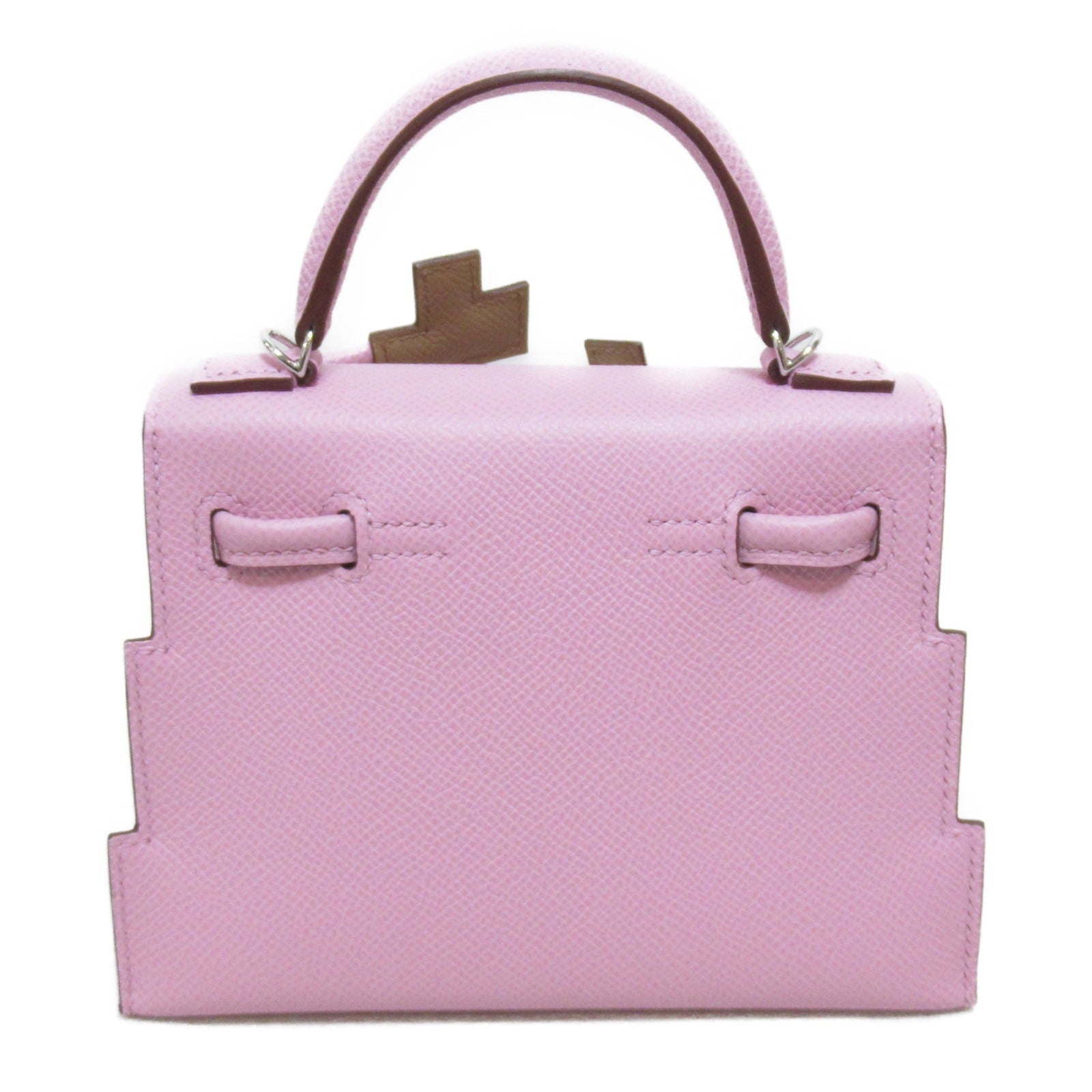 HERMES Epsom皮革Kelly Doll Picto銀扣手挽袋Mauve sylvestre/Nata