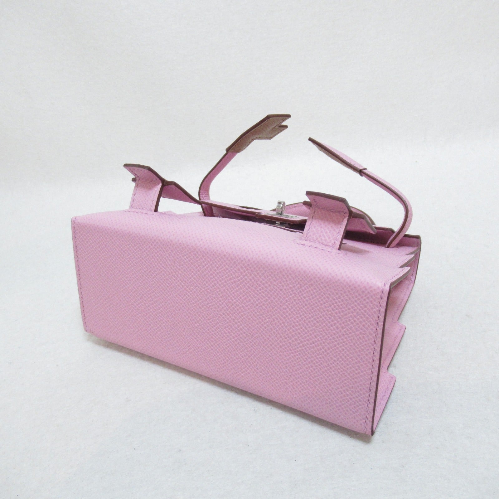 HERMES Epsom皮革Kelly Doll Picto銀扣手挽袋Mauve sylvestre/Nata