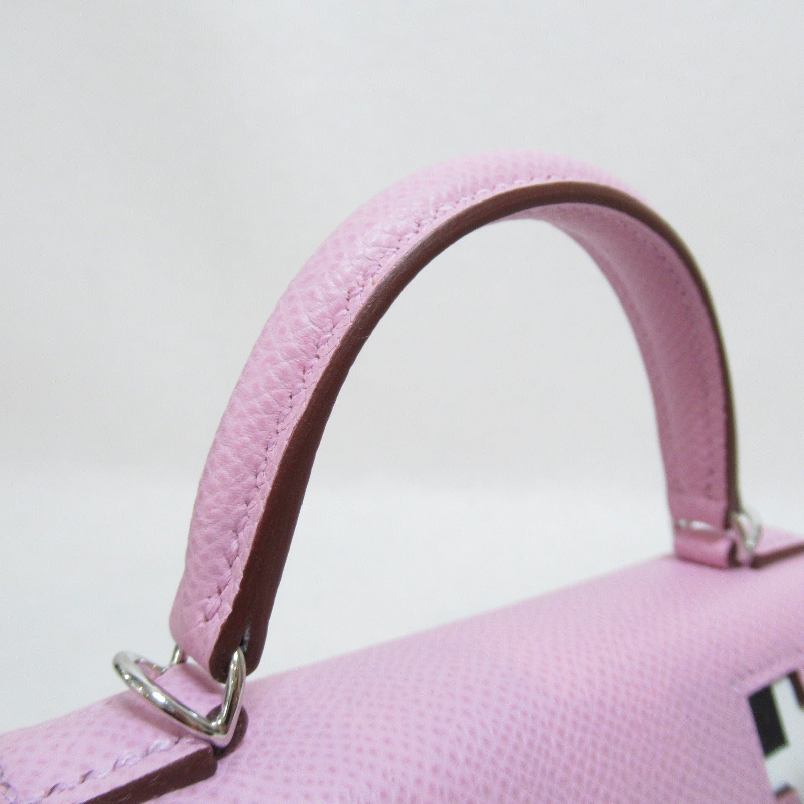 HERMES Epsom皮革Kelly Doll Picto銀扣手挽袋Mauve sylvestre/Nata