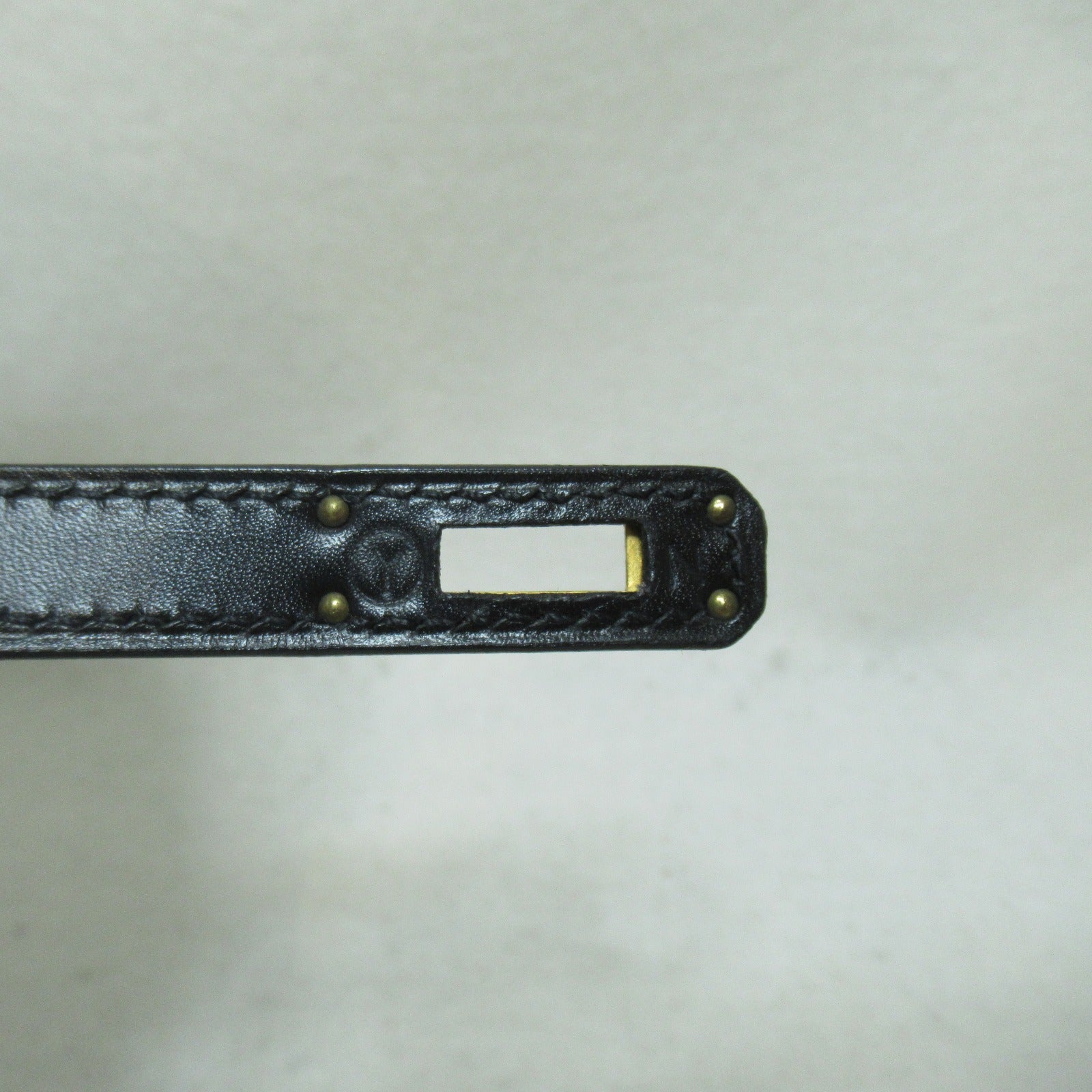 HERMES Box Calf皮革Mini Kelly金扣手挽肩背兩用袋Noir/黑色