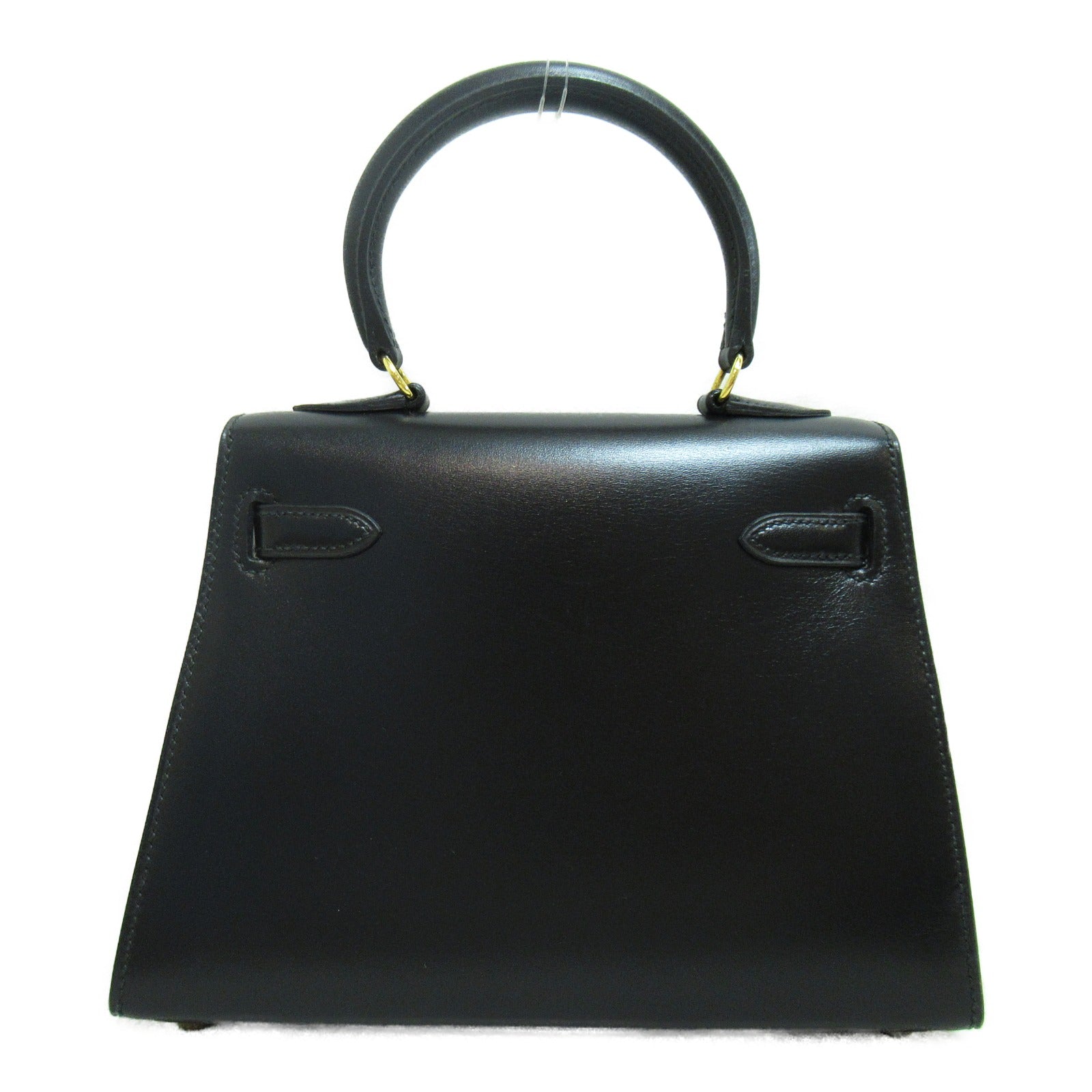 HERMES Box Calf皮革Mini Kelly金扣手挽肩背兩用袋Noir/黑色