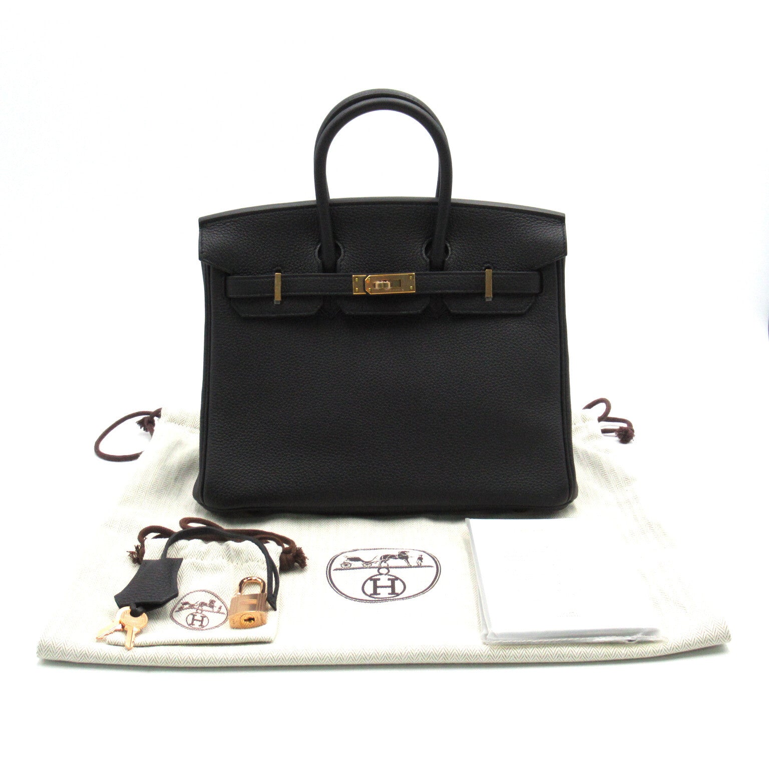HERMES Togo皮革Birkin 25金扣手挽袋黑色