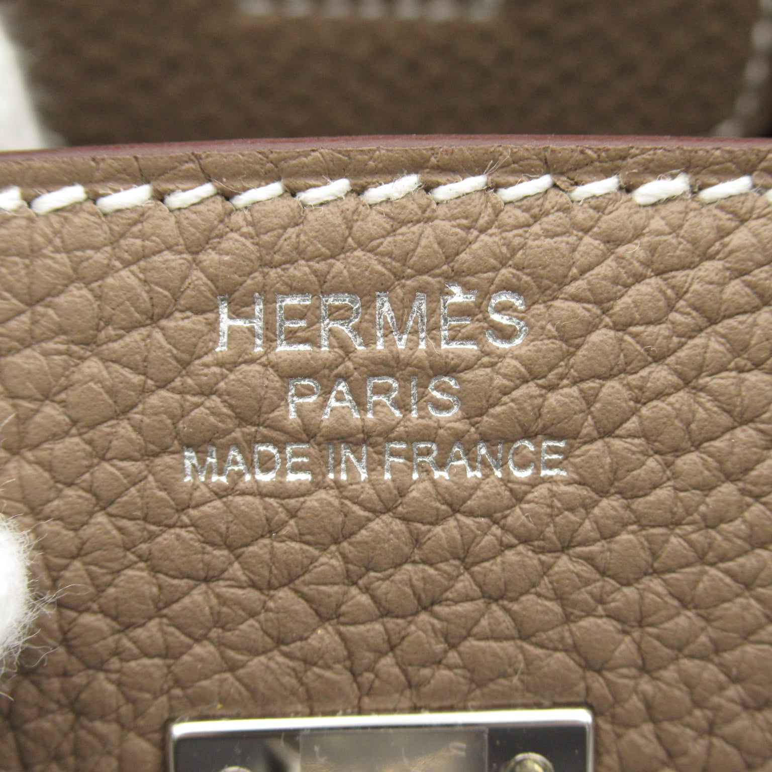 HERMES Togo Leather Birkin 25 Silver Buckle Handle Etope