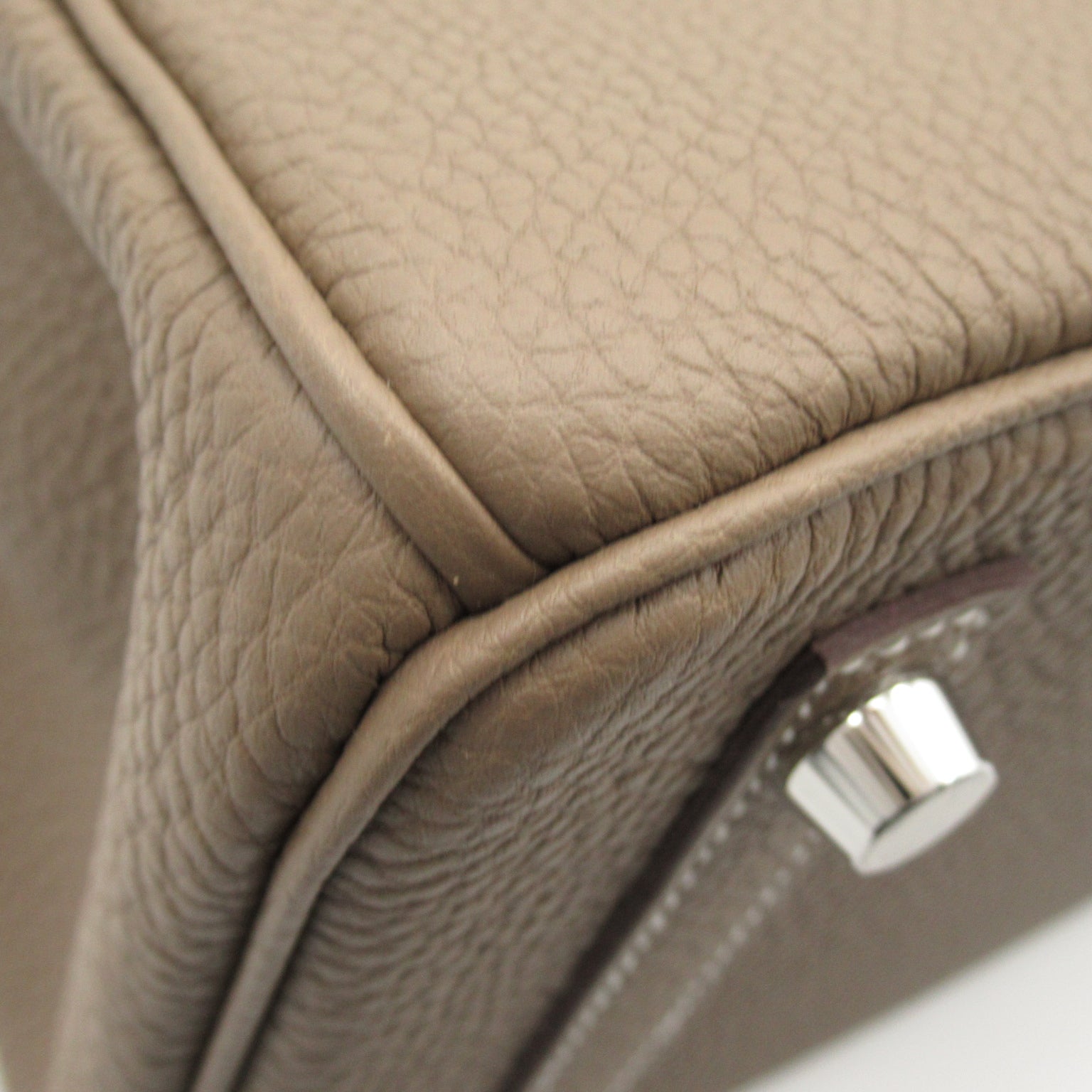 HERMES Togo Leather Birkin 25 Silver Buckle Handle Etope