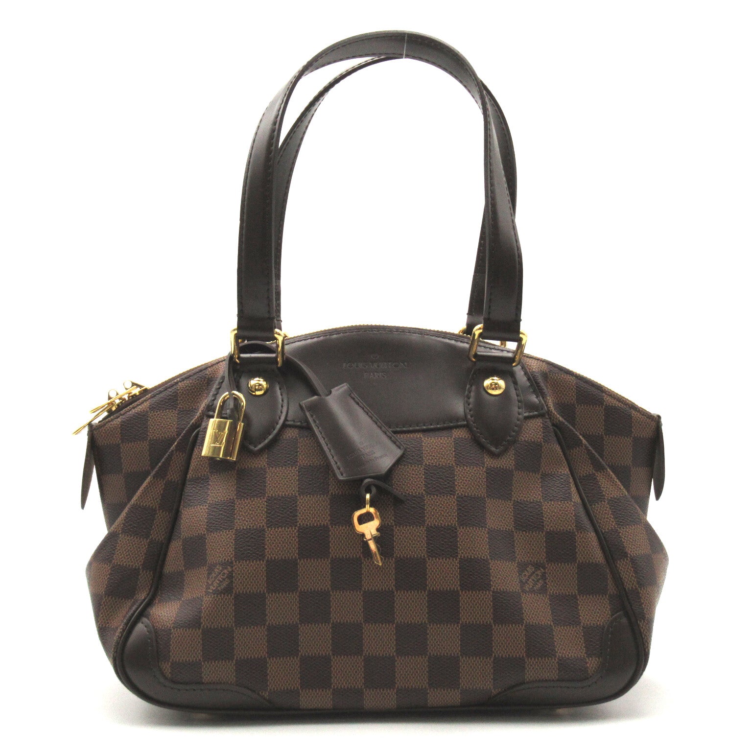 LOUIS VUITTON Damier Veron PM金扣手挽袋/肩背袋啡色