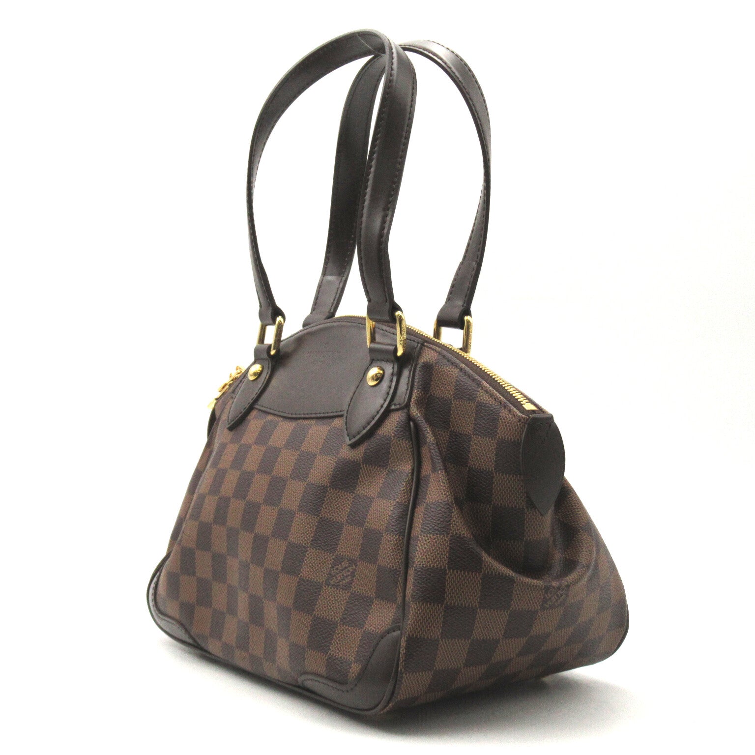 LOUIS VUITTON Damier Veron PM金扣手挽袋/肩背袋啡色