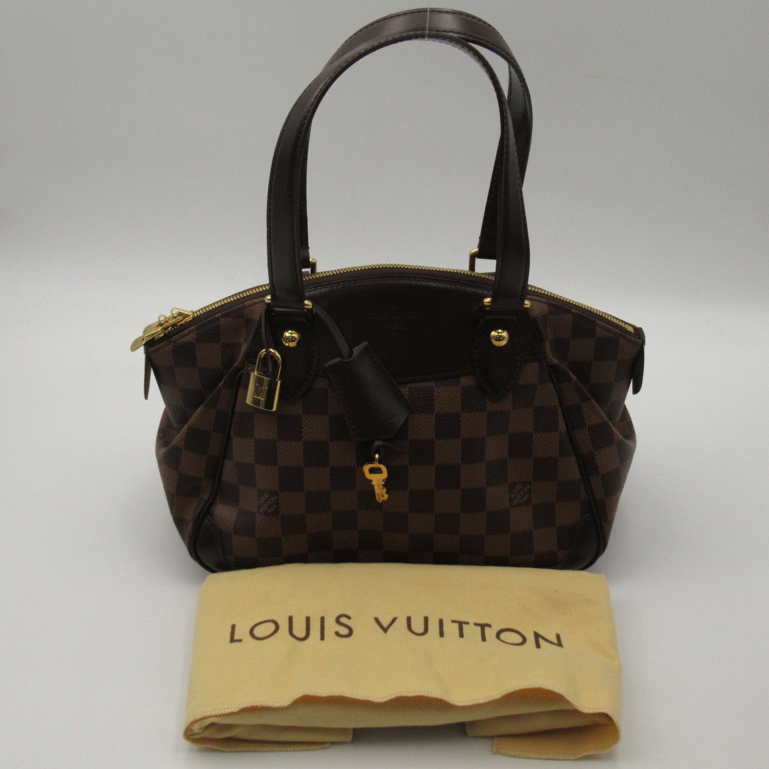 LOUIS VUITTON Damier Veron PM金扣手挽袋/肩背袋啡色
