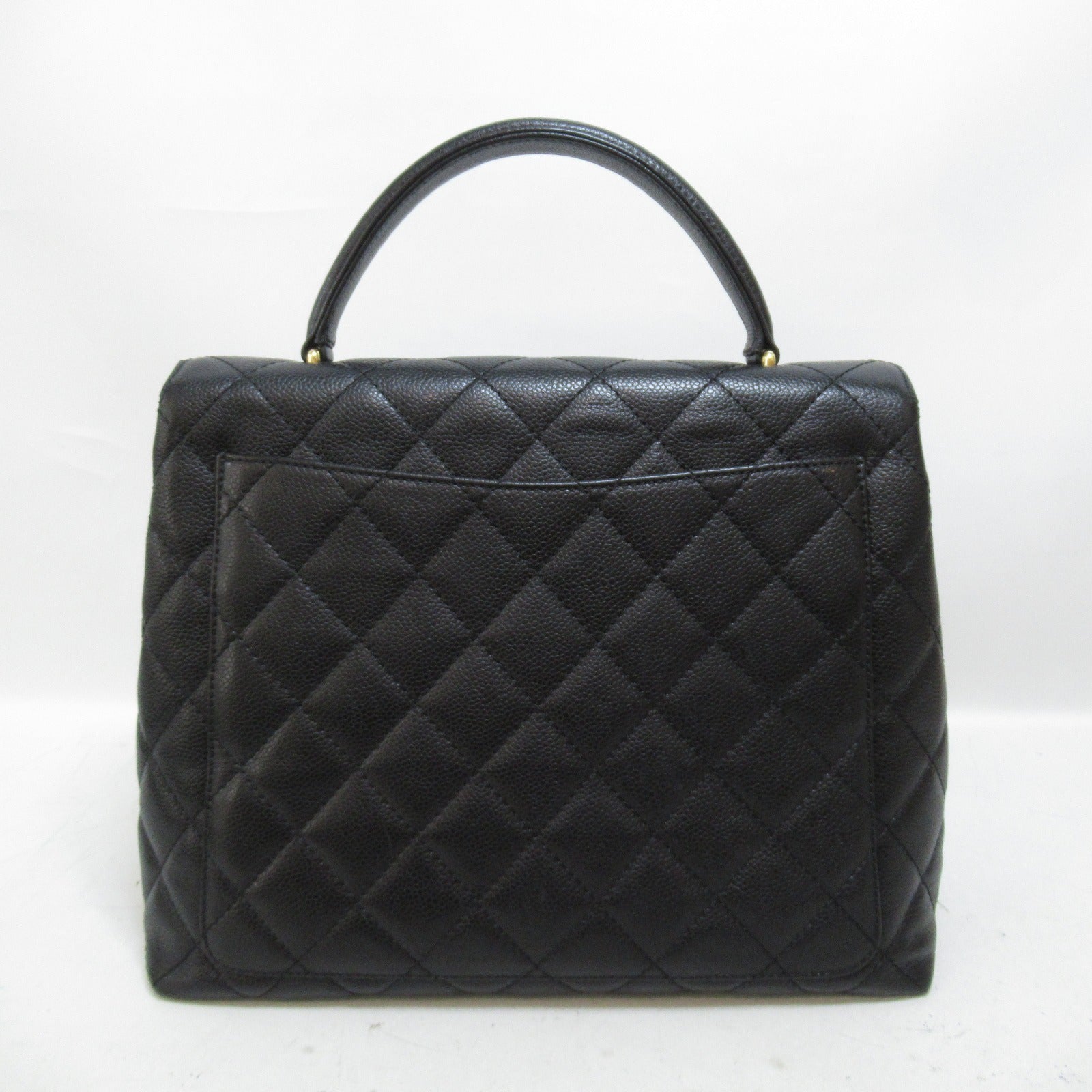 CHANEL 菱格Caviar皮革Handbag金扣手挽袋黑色