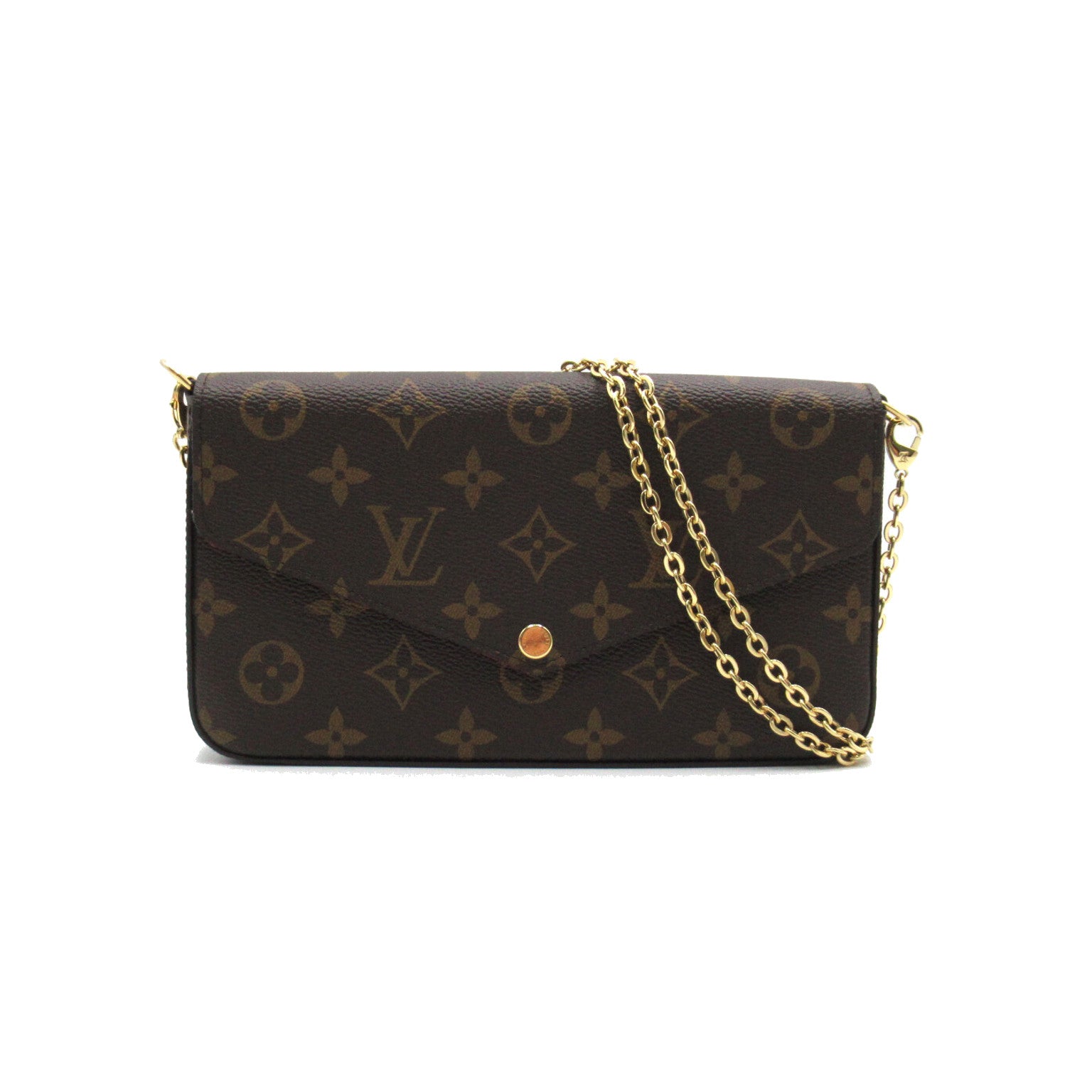 LOUIS VUITTON Monogram Felicie Pochette金扣肩背袋啡色