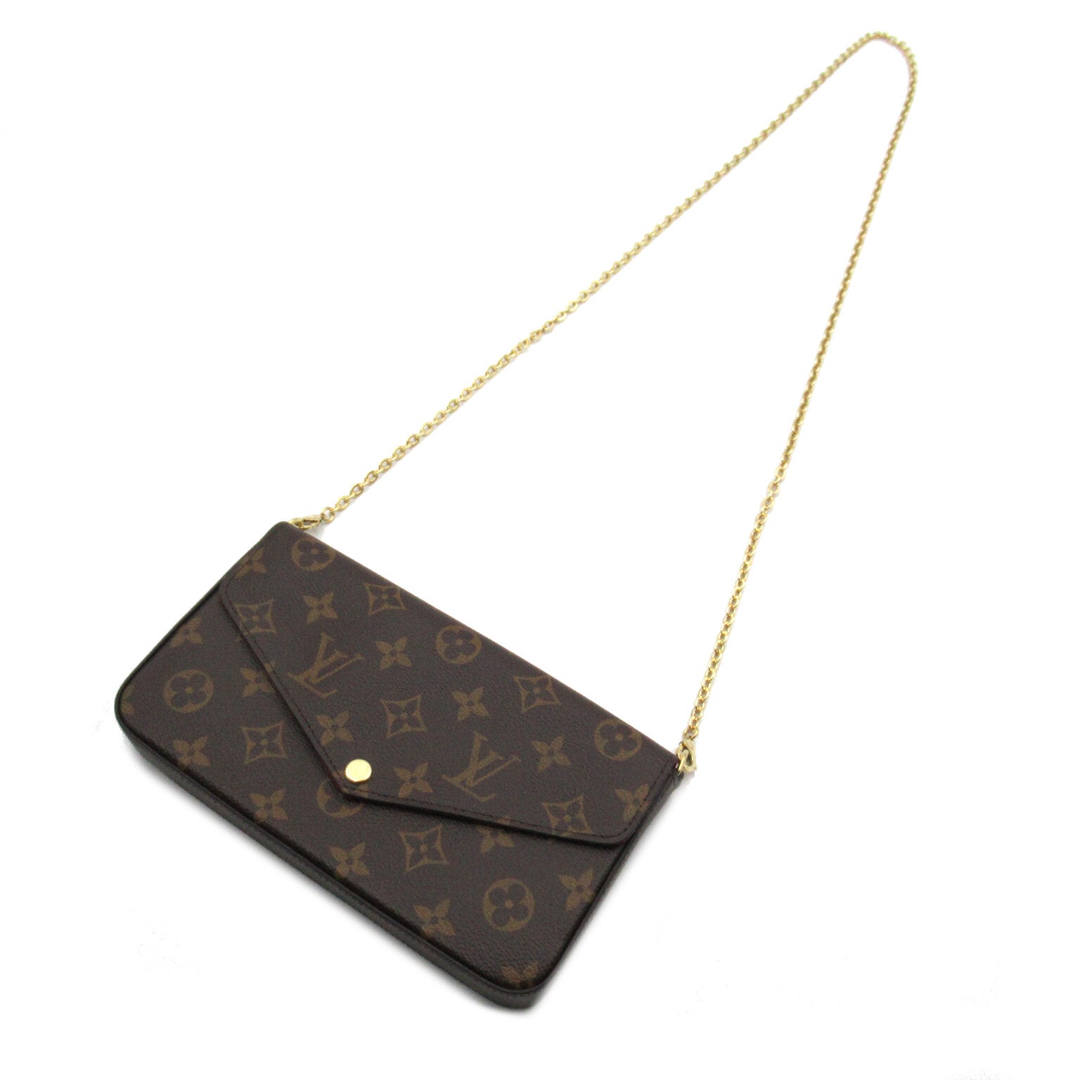LOUIS VUITTON Monogram Felicie Pochette金扣肩背袋啡色