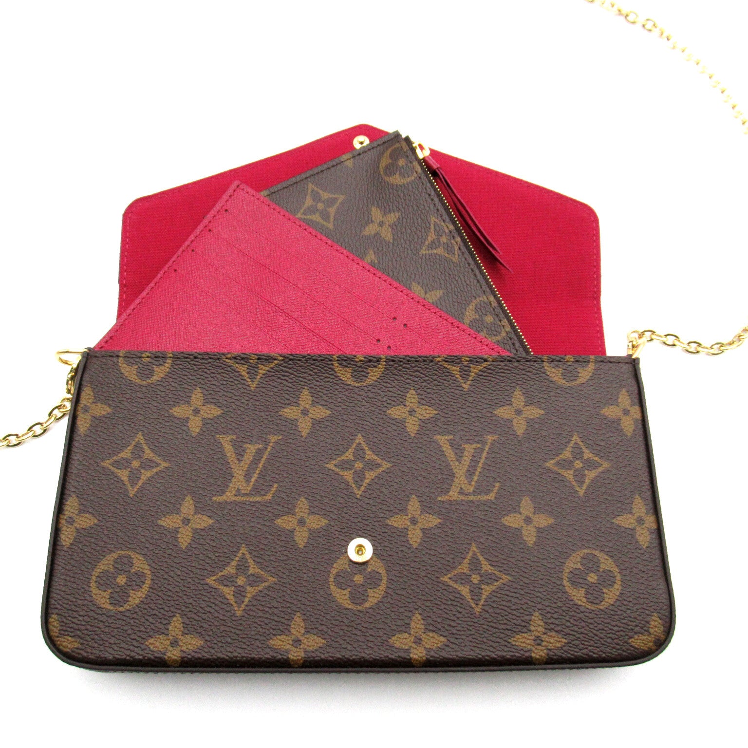 LOUIS VUITTON Monogram Felicie Pochette金扣肩背袋啡色