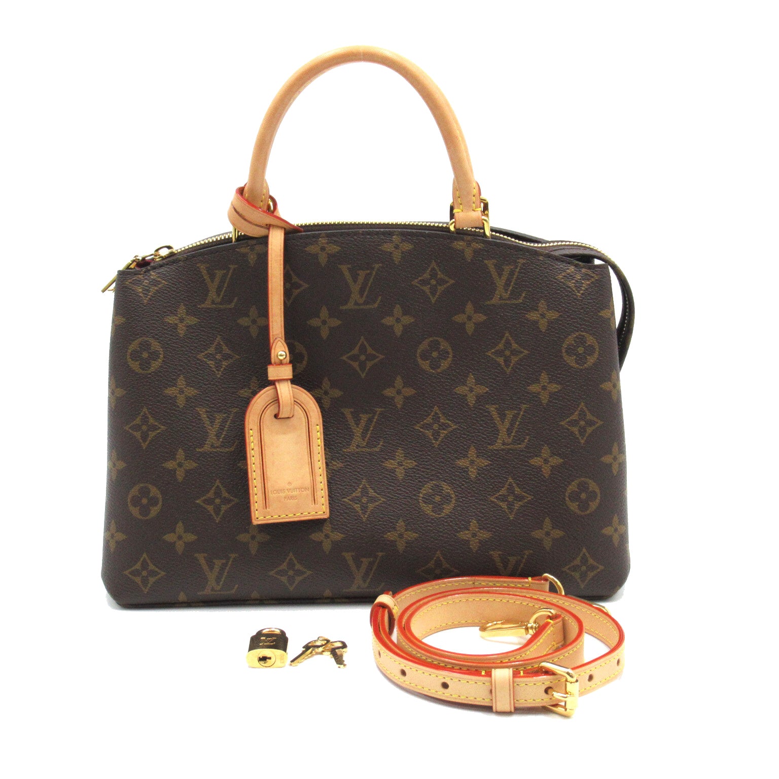 LOUIS VUITTON Monogram Petit Palais PM金扣手提袋啡色