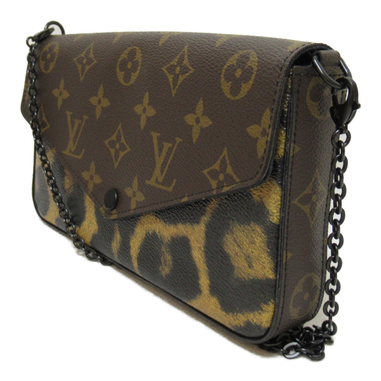 LOUIS VUITTON Monogram Leopard Pochette Felice肩背袋啡色