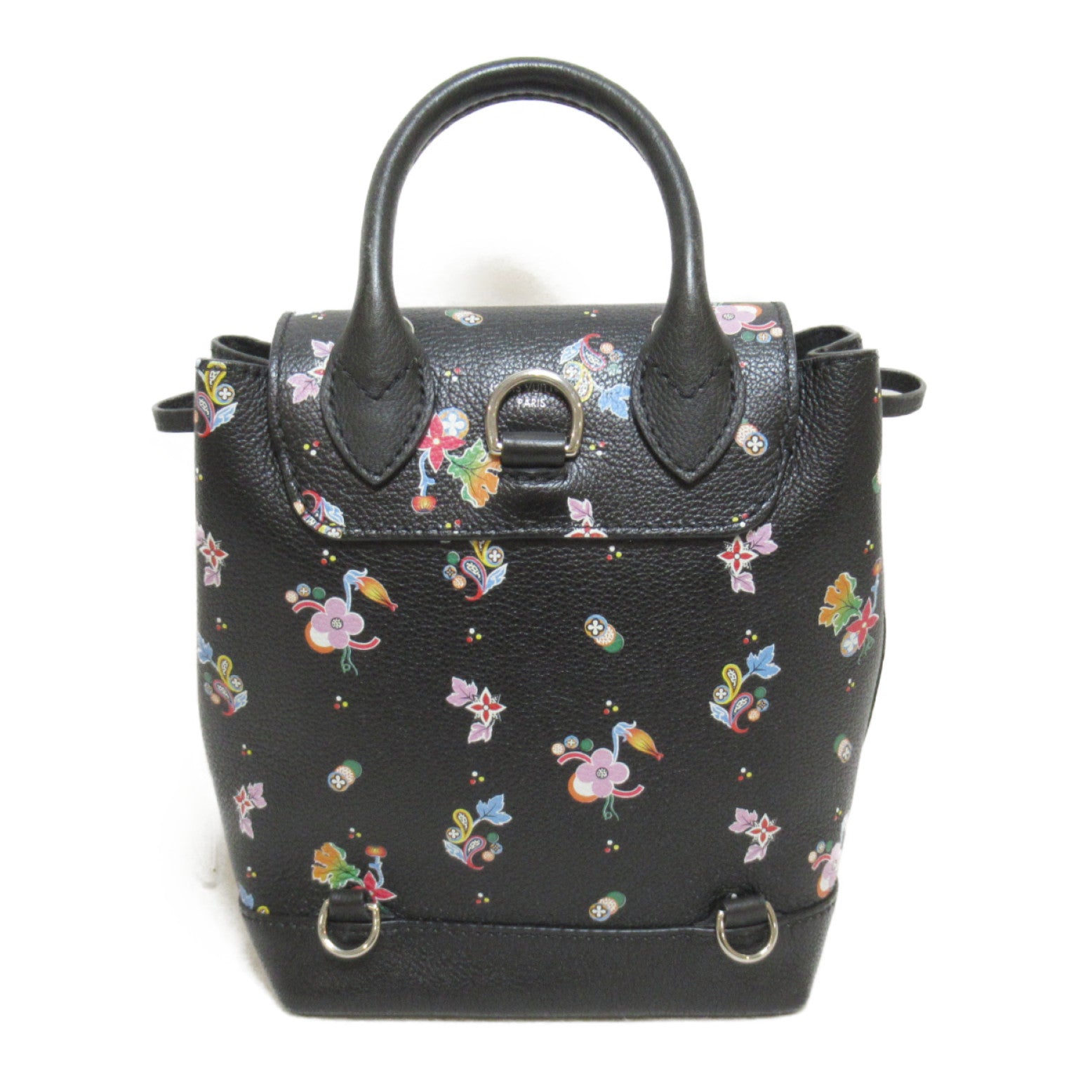 LOUIS VUITTON 牛皮皮革Lock me Backpack Mini銀扣手挽背包袋Noir/黑色
